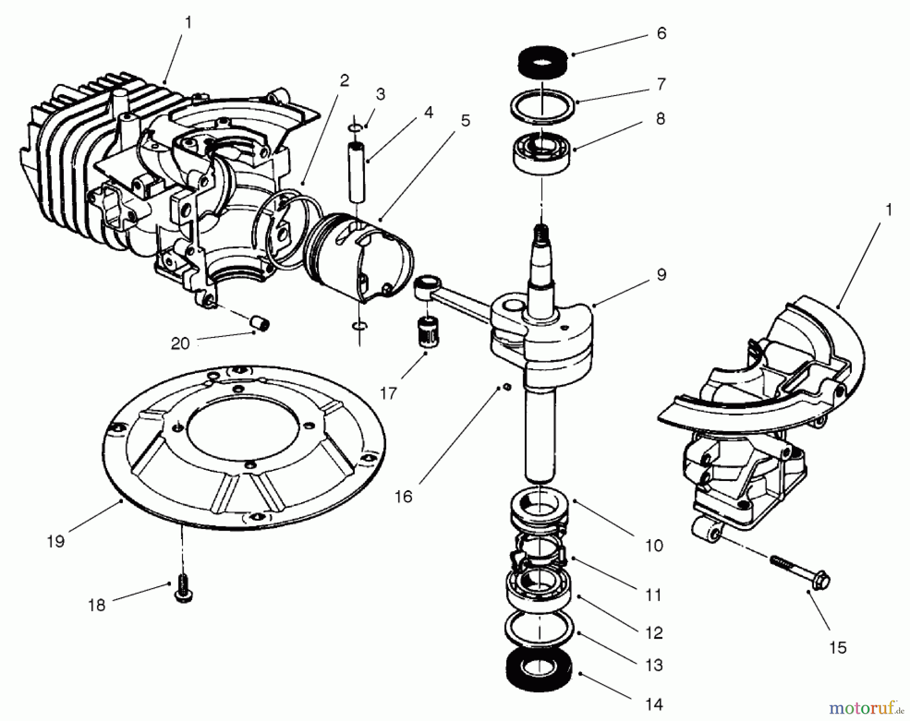  Rasenmäher 22038 - Toro 53cm Walk-Behind Mower (SN: 220000001 - 220999999) (2002) CRANKSHAFT AND CRANKCASE ASSEMBLY