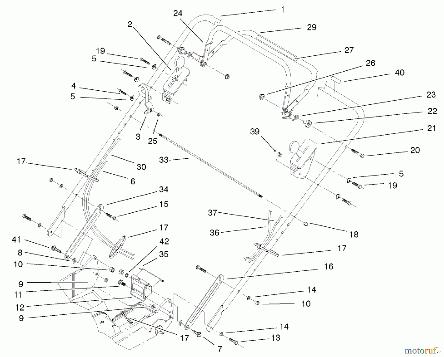  Rasenmäher 22038 - Toro 53cm Walk-Behind Mower (SN: 220000001 - 220999999) (2002) HANDLE AND CONTROLS ASSEMBLY