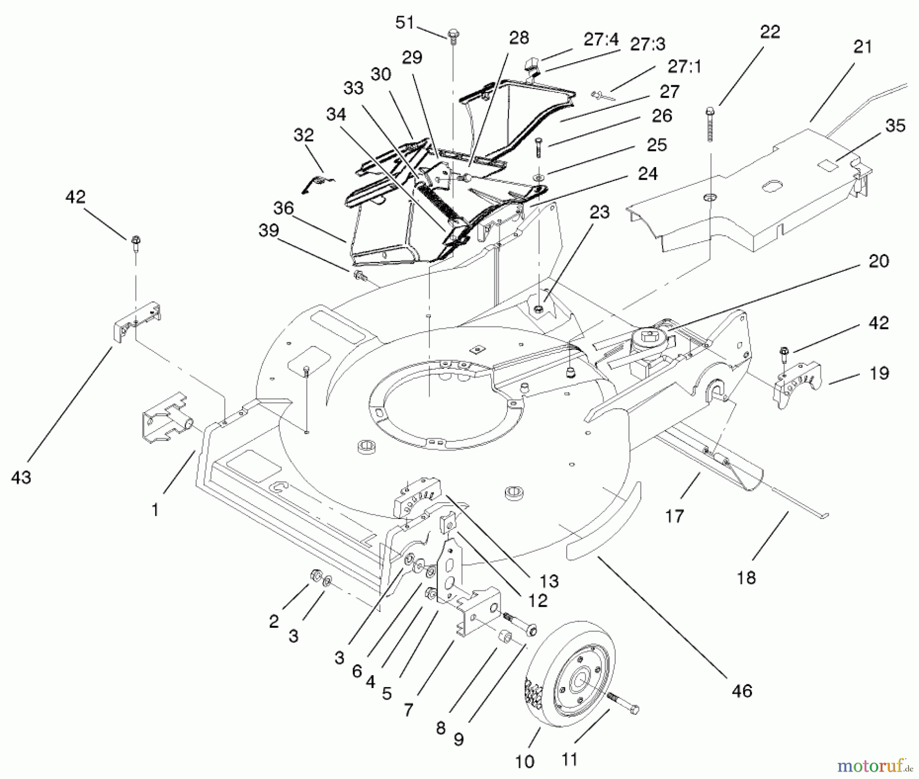  Rasenmäher 22038 - Toro 53cm Walk-Behind Mower (SN: 220000001 - 220999999) (2002) HOUSING ASSEMBLY