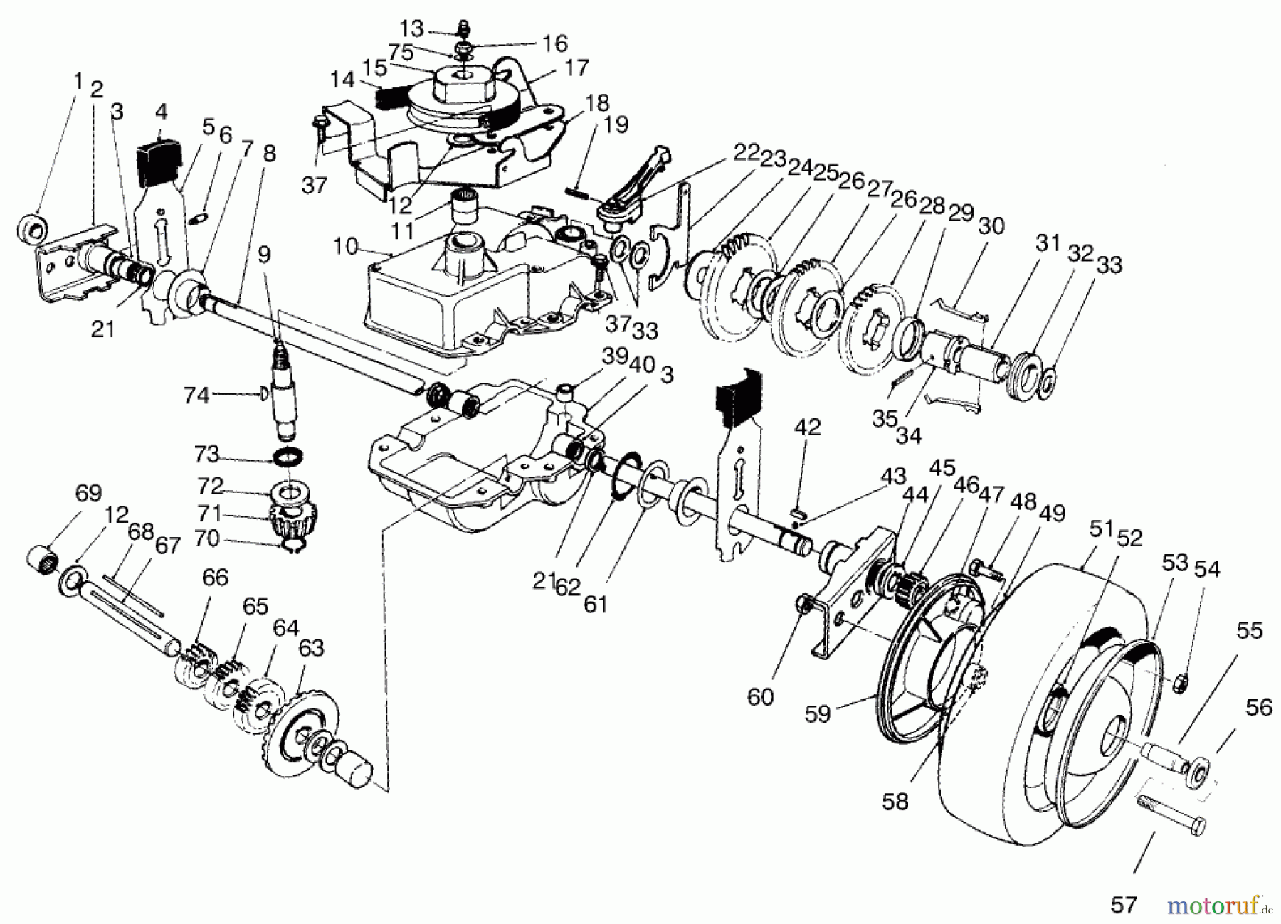  Rasenmäher 22038B - Toro 53cm Walk-Behind Mower (SN: 69000001 - 69999999) (1996) GEAR CASE ASSEMBLY