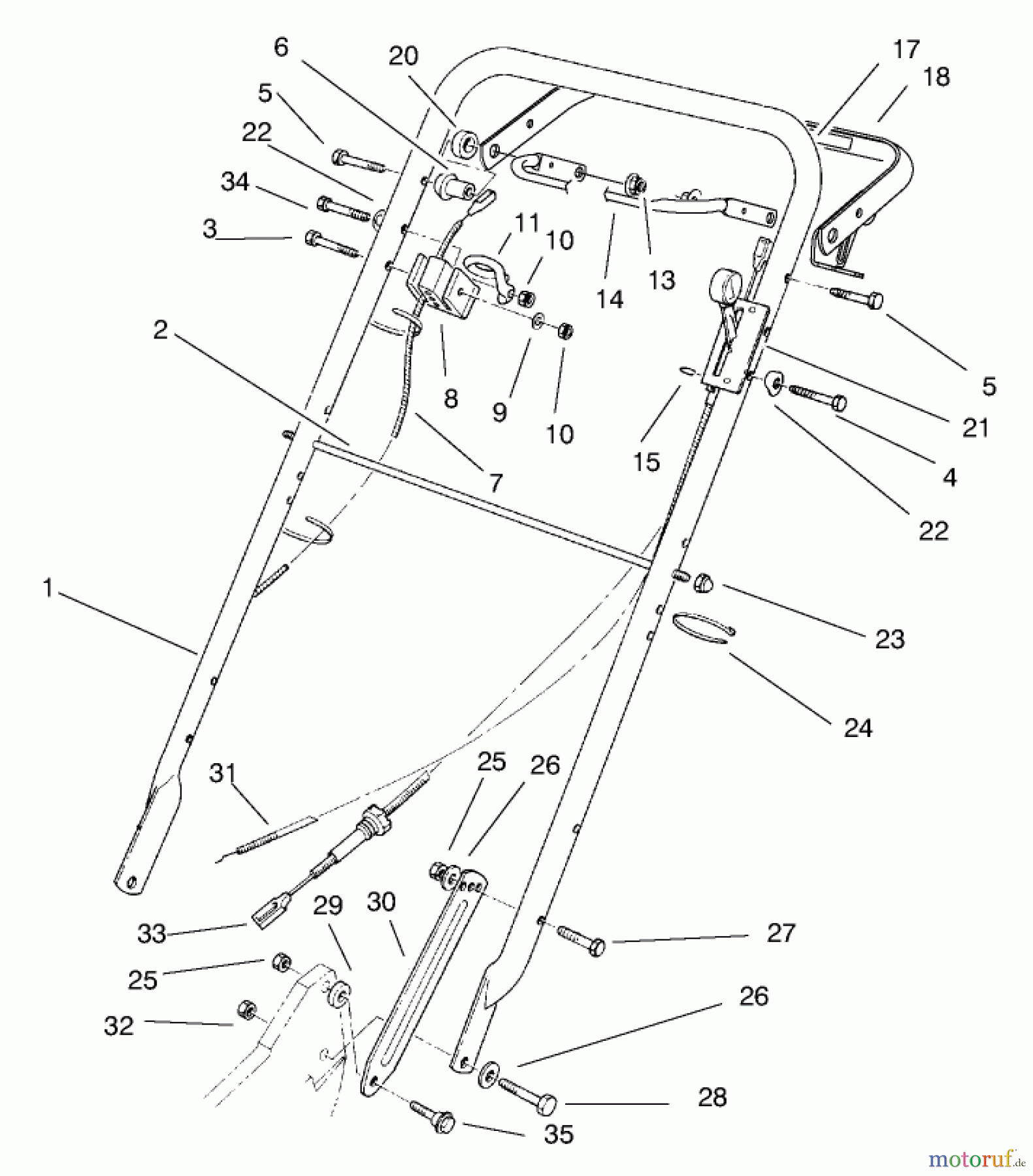  Rasenmäher 22038B - Toro 53cm Walk-Behind Mower (SN: 69000001 - 69999999) (1996) HANDLE ASSEMBLY