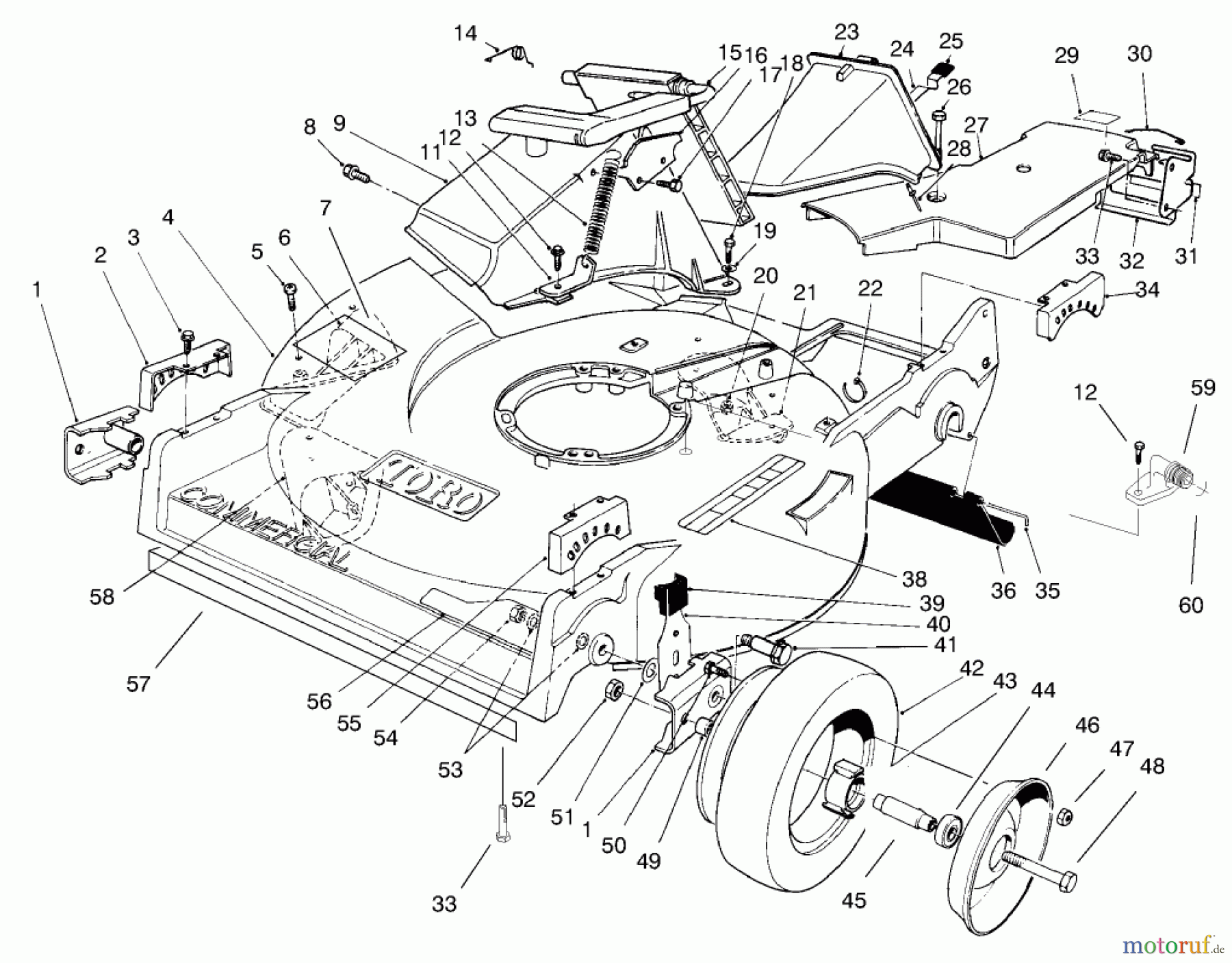  Rasenmäher 22038B - Toro 53cm Walk-Behind Mower (SN: 69000001 - 69999999) (1996) HOUSING ASSEMBLY