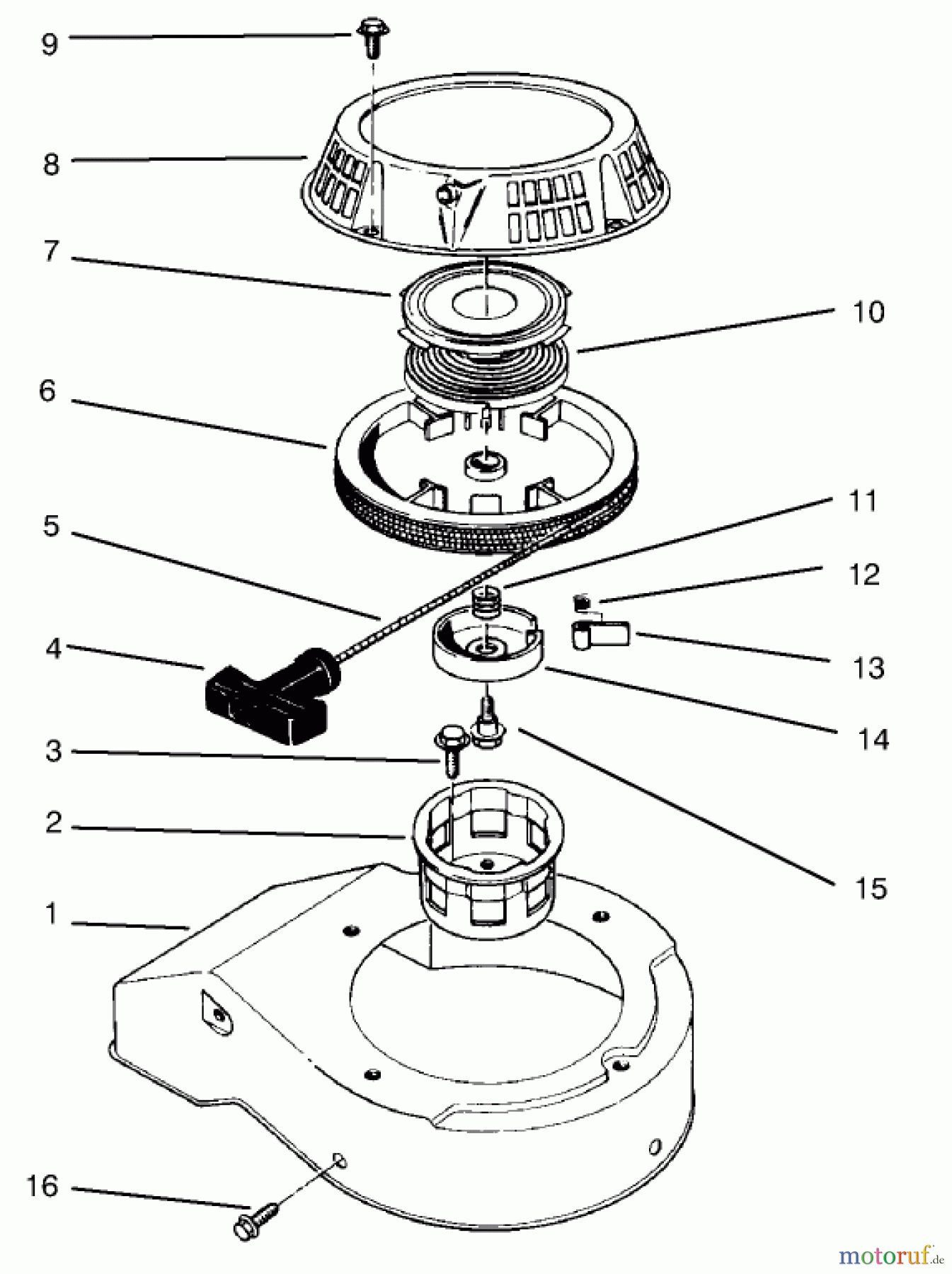  Rasenmäher 22038B - Toro 53cm Walk-Behind Mower (SN: 69000001 - 69999999) (1996) RECOIL ASSEMBLY (MODEL NO. 47PS5-3)(MODEL NO. 22038B)(MODEL NO. 47PT6-3)(MODEL NO. 22038)