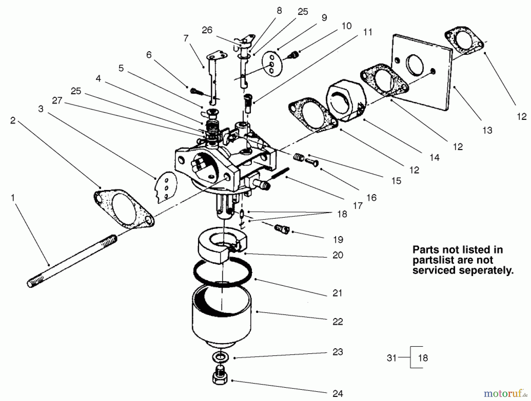  Rasenmäher 22040 - Toro Recycler Walk-Behind Mower (SN: 230000001 - 230999999) (2003) CARBURETOR ASSEMBLY