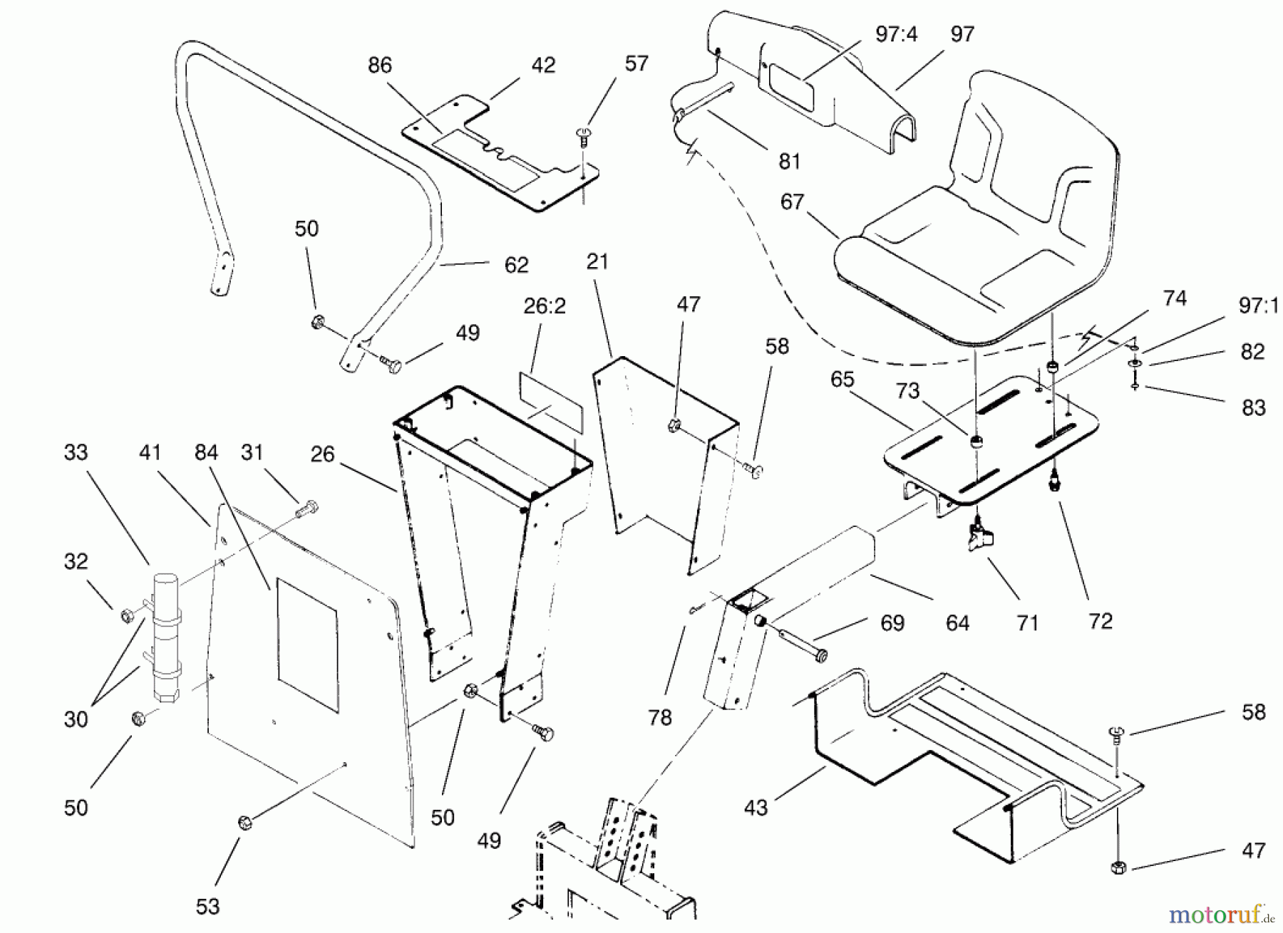  Compact Utility Attachments 22412 - Toro Backhoe, Dingo Compact Utility Loader (SN: 200000001 - 200999999) (2000) SEAT AND MOUNTING ASSEMBLY