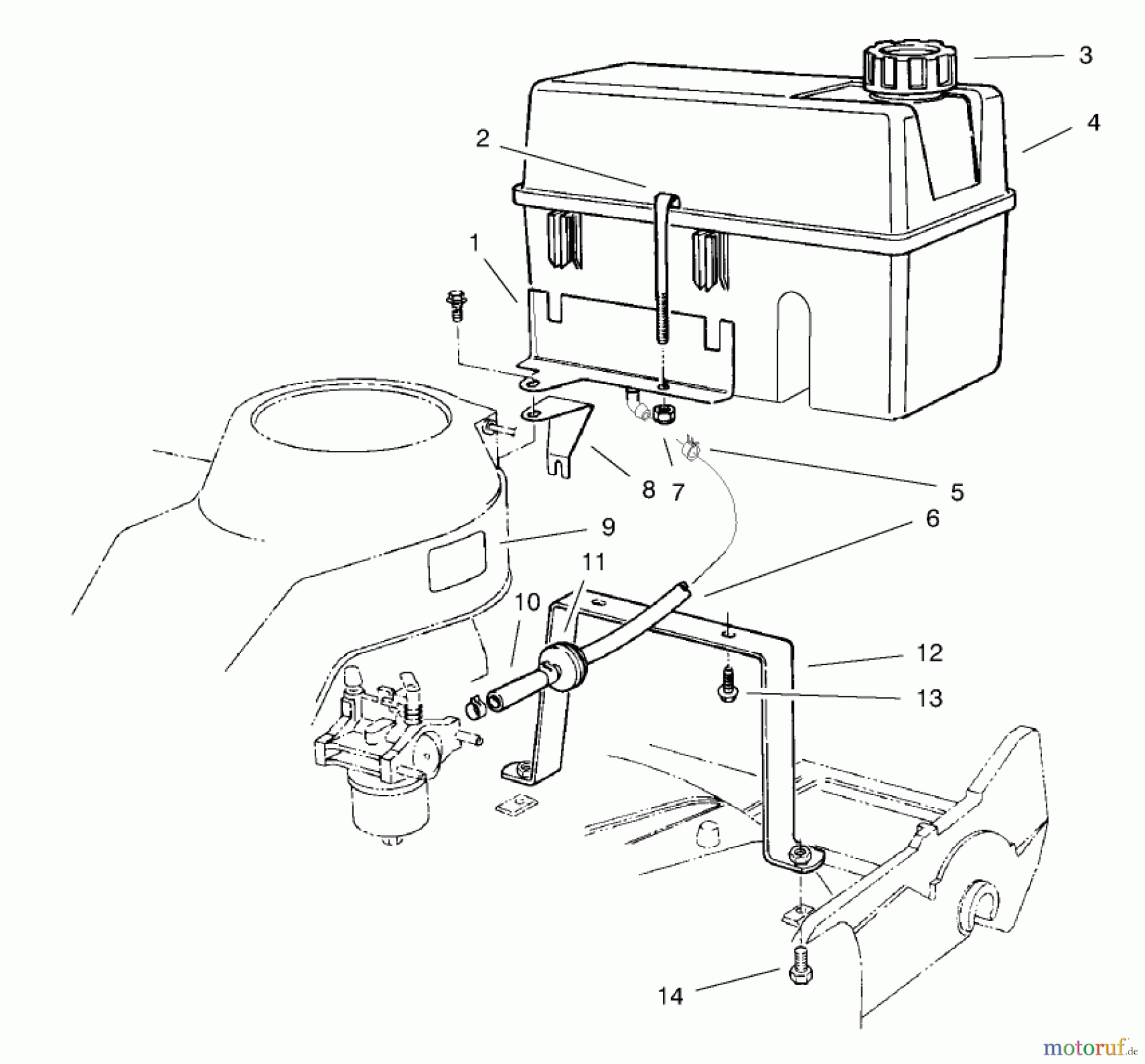  Rasenmäher 22040 - Toro Recycler Walk-Behind Mower (SN: 9900001 - 9999999) (1999) GAS TANK ASSEMBLY