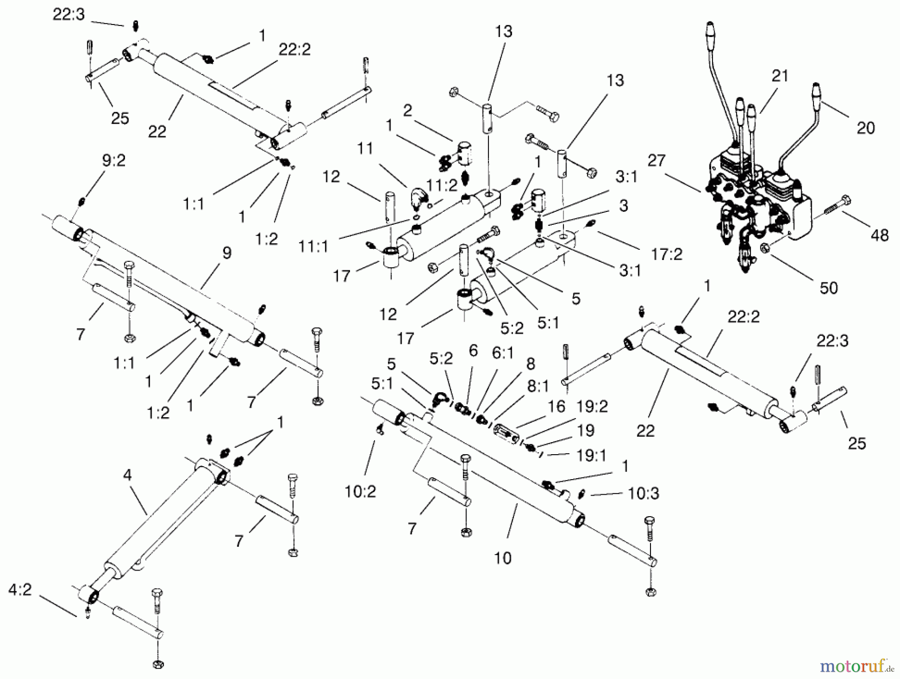  Compact Utility Attachments 22412 - Toro Backhoe, Dingo Compact Utility Loader (SN: 990001 - 999999) (1999) CYLINDER AND CONTROLS ASSEMBLY