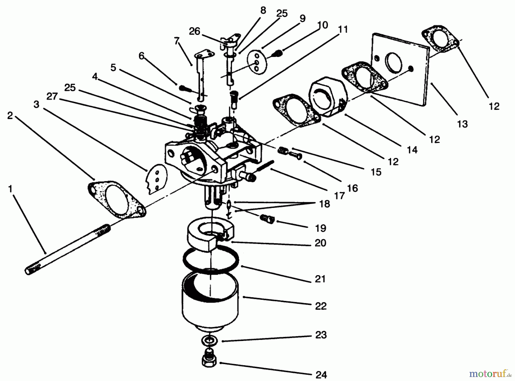  Rasenmäher 22040 - Toro Walk-Behind Mower (SN: 5900001 - 5999999) (1995) CARBURETOR ASSEMBLY (MODEL NO. 47PR4-3)