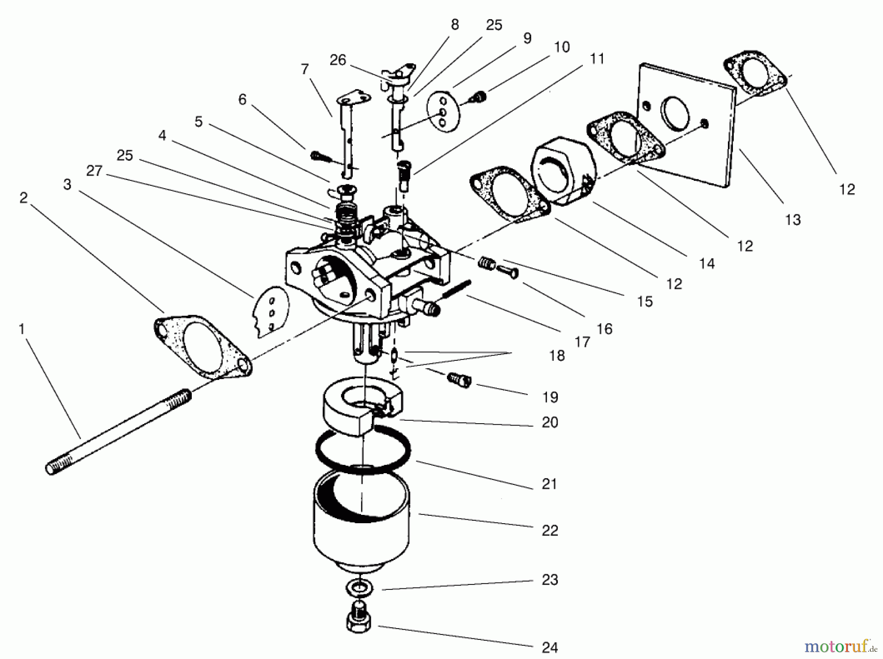  Rasenmäher 22043 - Toro Recycler Mower (SN: 200000001 - 200999999) (2000) CARBURETOR ASSEMBLY (MODEL NO. 47PT7-7)