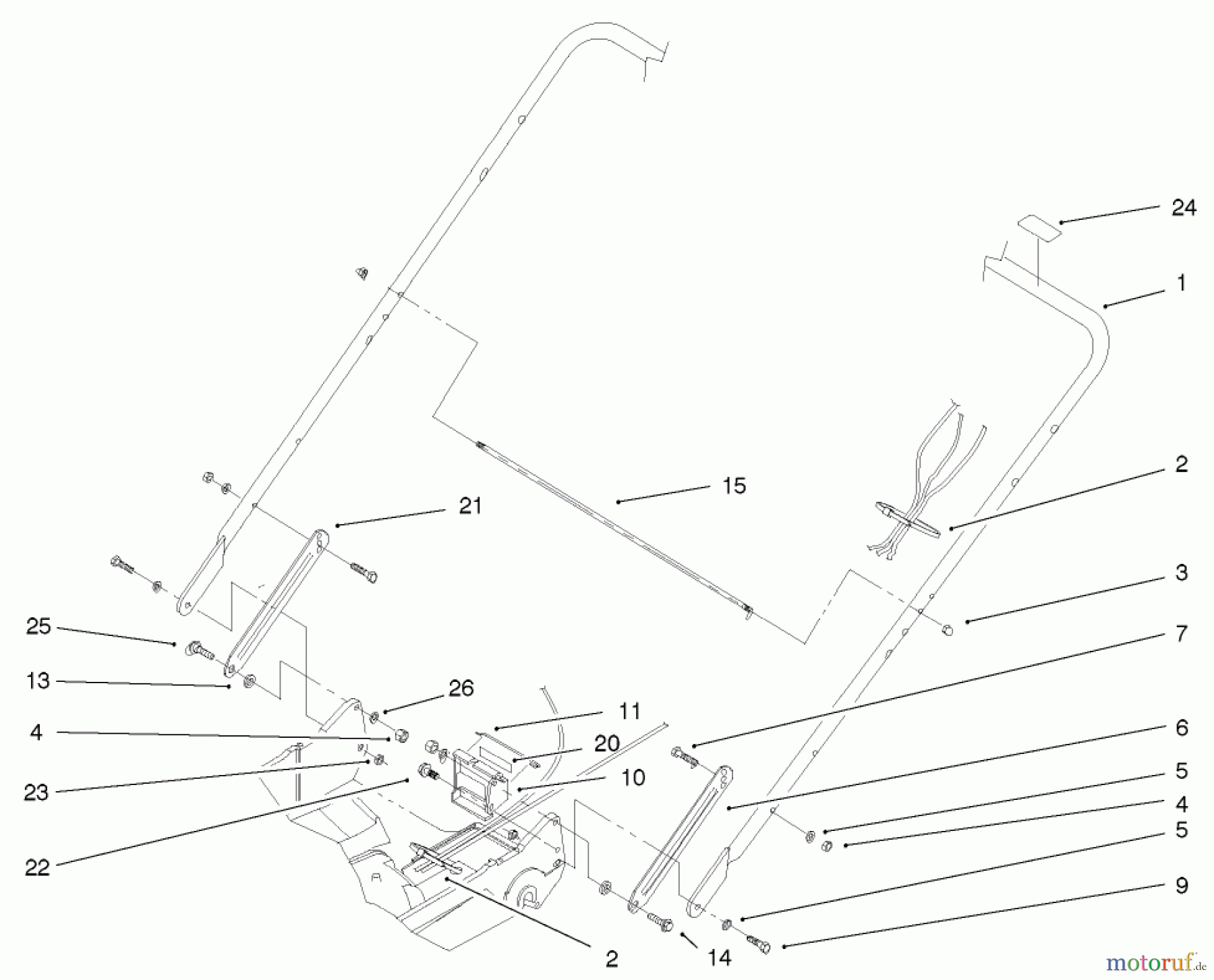  Rasenmäher 22043 - Toro Recycler Mower (SN: 210000001 - 210999999) (2001) HANDLE AND HANDLE LATCH ASSEMBLY