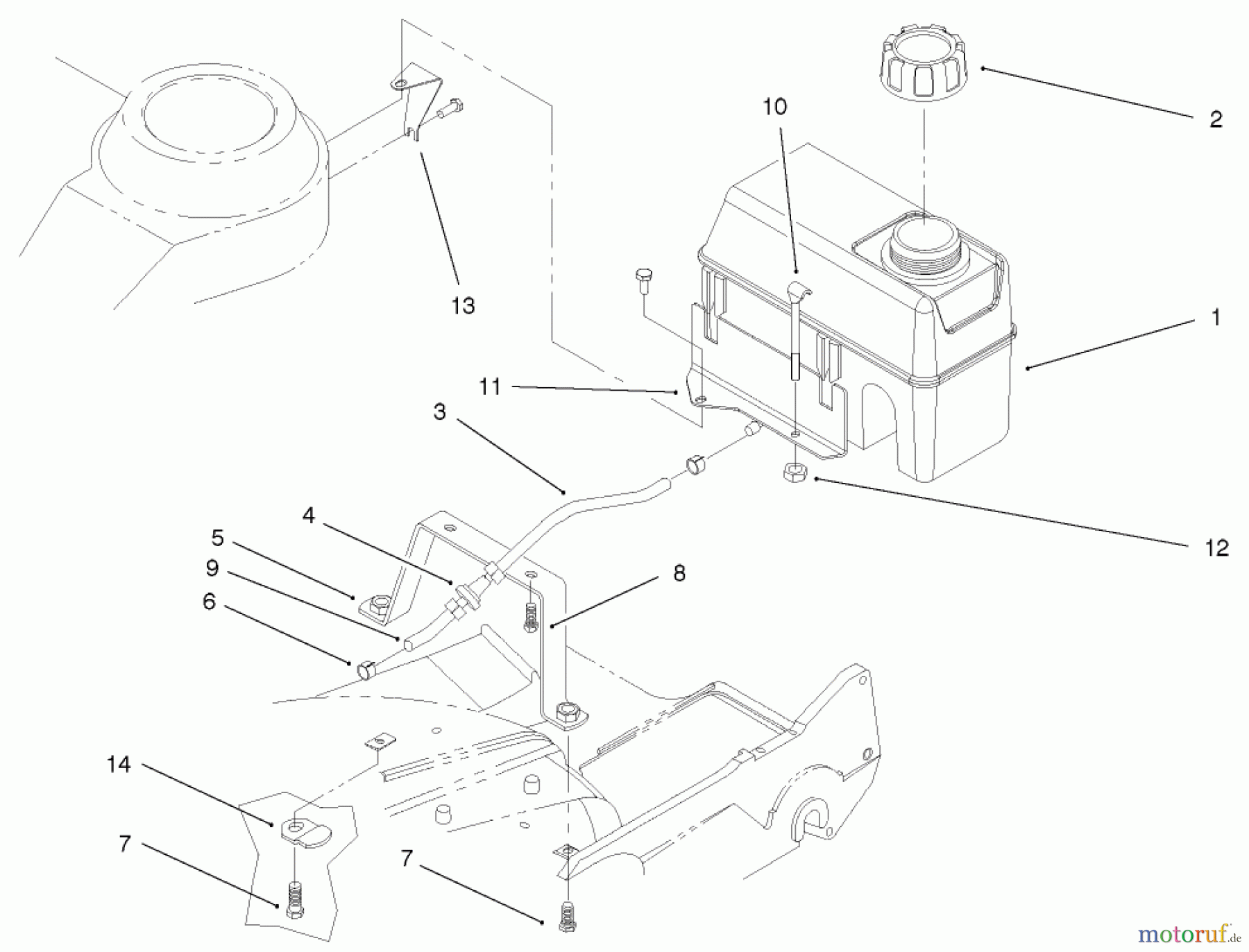  Rasenmäher 22045 - Toro 53cm Recycler Mower (SN: 230000001 - 230999999) (2003) FUEL TANK AND BRACKET ASSEMBLY