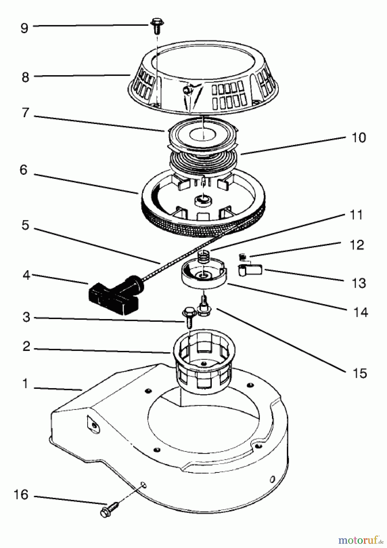  Rasenmäher 22045 - Toro Recycler Mower (SN: 7900001 - 7999999) (1997) RECOIL ASSEMBLY (MODEL NO. 47PS5-7)(MODEL NO. 22045B)(MODEL NO. 47PT6-7)(MODEL NO. 22045)