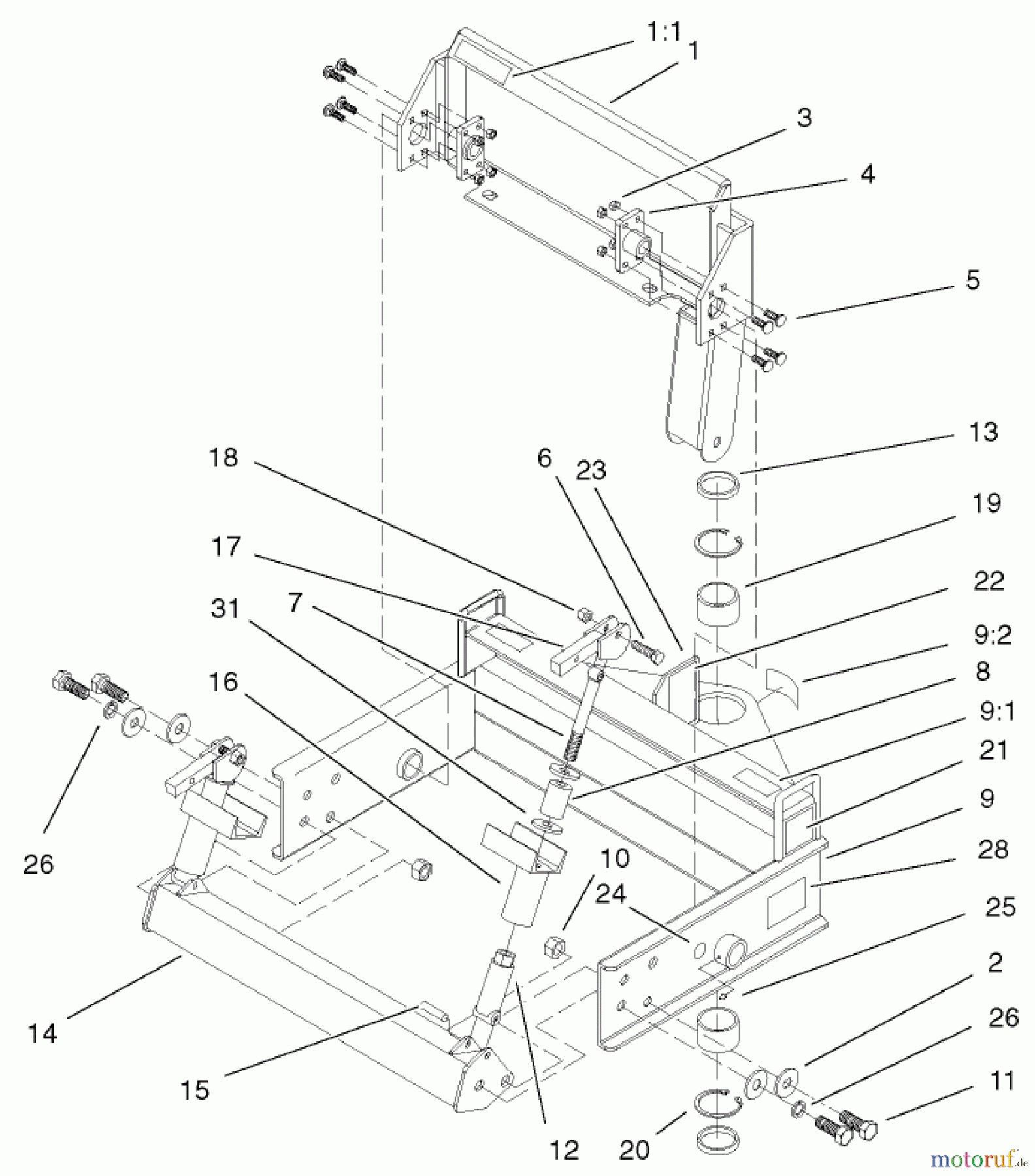  Compact Utility Attachments 22415 - Toro Rotary Broom, Dingo Compact Utility Loader (SN: 200000001 - 200999999) (2000) MAIN MOUNT ASSEMBLY