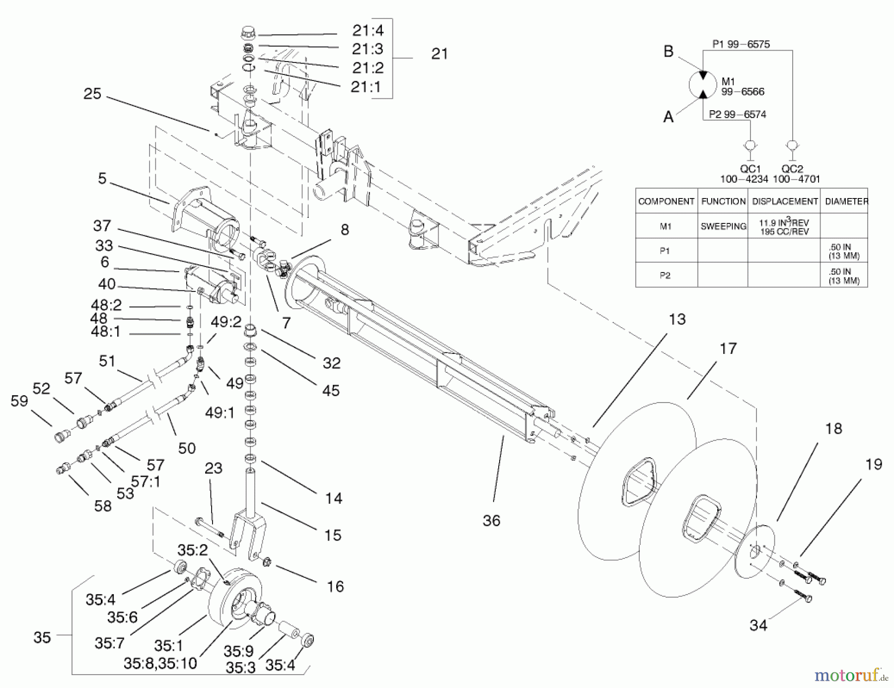  Compact Utility Attachments 22415 - Toro Rotary Broom, Dingo Compact Utility Loader (SN: 200000001 - 200999999) (2000) ROTOR ASSEMBLY