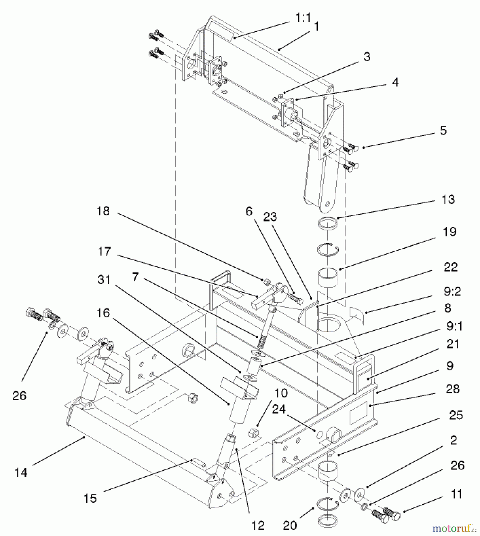  Compact Utility Attachments 22415 - Toro Rotary Broom, Dingo Compact Utility Loader (SN: 220000001 - 220999999) (2002) MAIN MOUNT ASSEMBLY