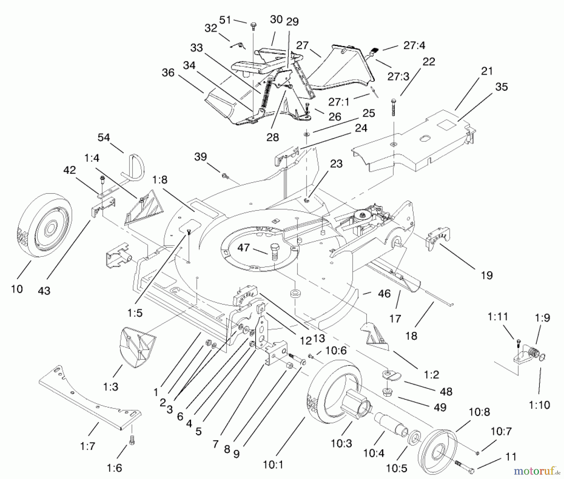  Rasenmäher 22157 - Toro 53cm Recycler/Rear-Bagger Mower (SN: 220000001 - 220999999) (2002) HOUSING ASSEMBLY