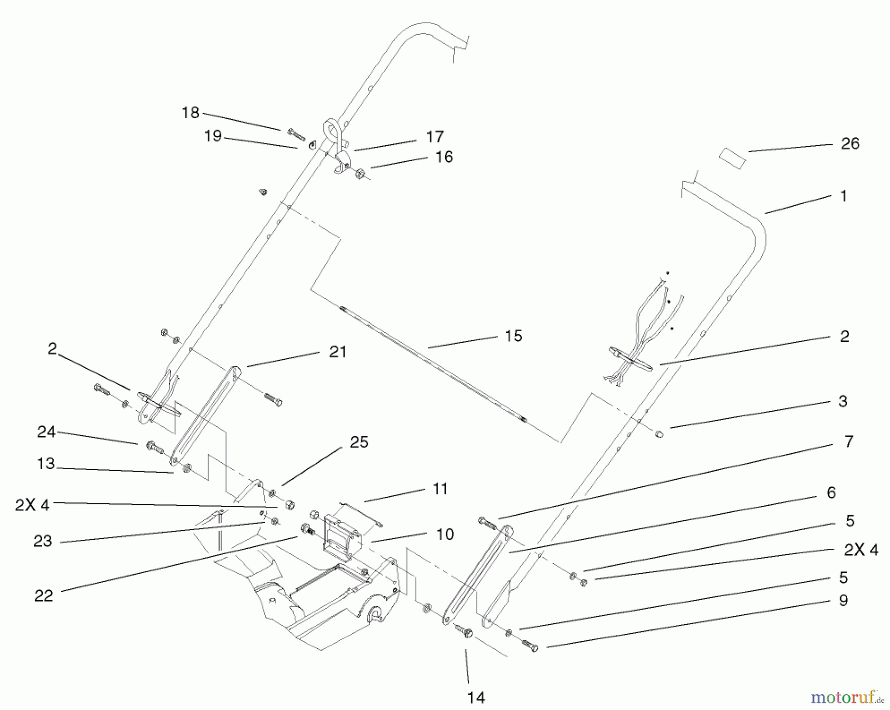  Rasenmäher 22157 - Toro 53cm Recycler/Rear-Bagger Mower (SN: 230000001 - 230999999) (2003) HANDLE ASSEMBLY