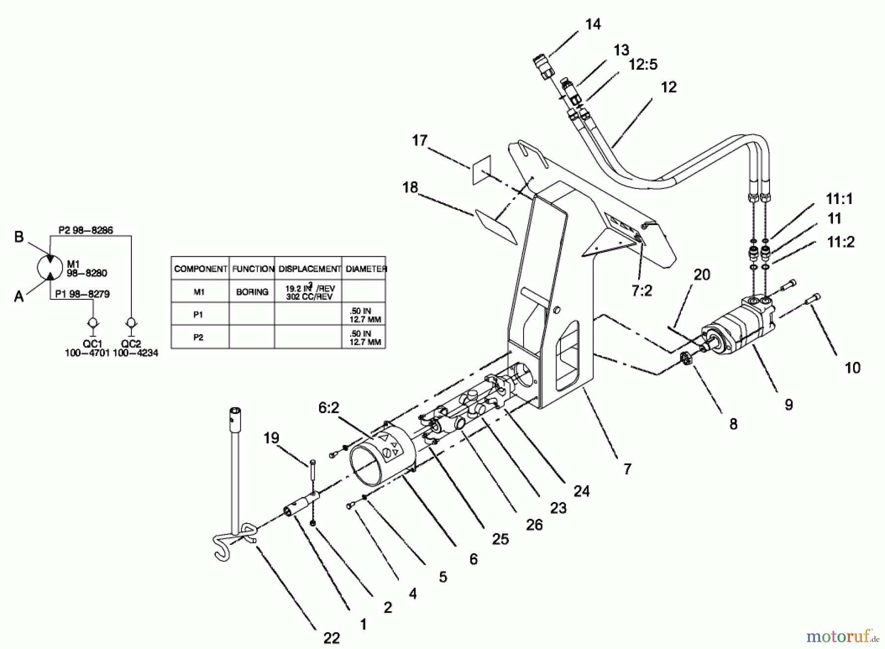  Compact Utility Attachments 22420 - Toro Bore Drive Head Attachment, Dingo Compact Utility Loader (SN: 220000001 - 220999999) (2002) BORE DRIVE HEAD ASSEMBLY