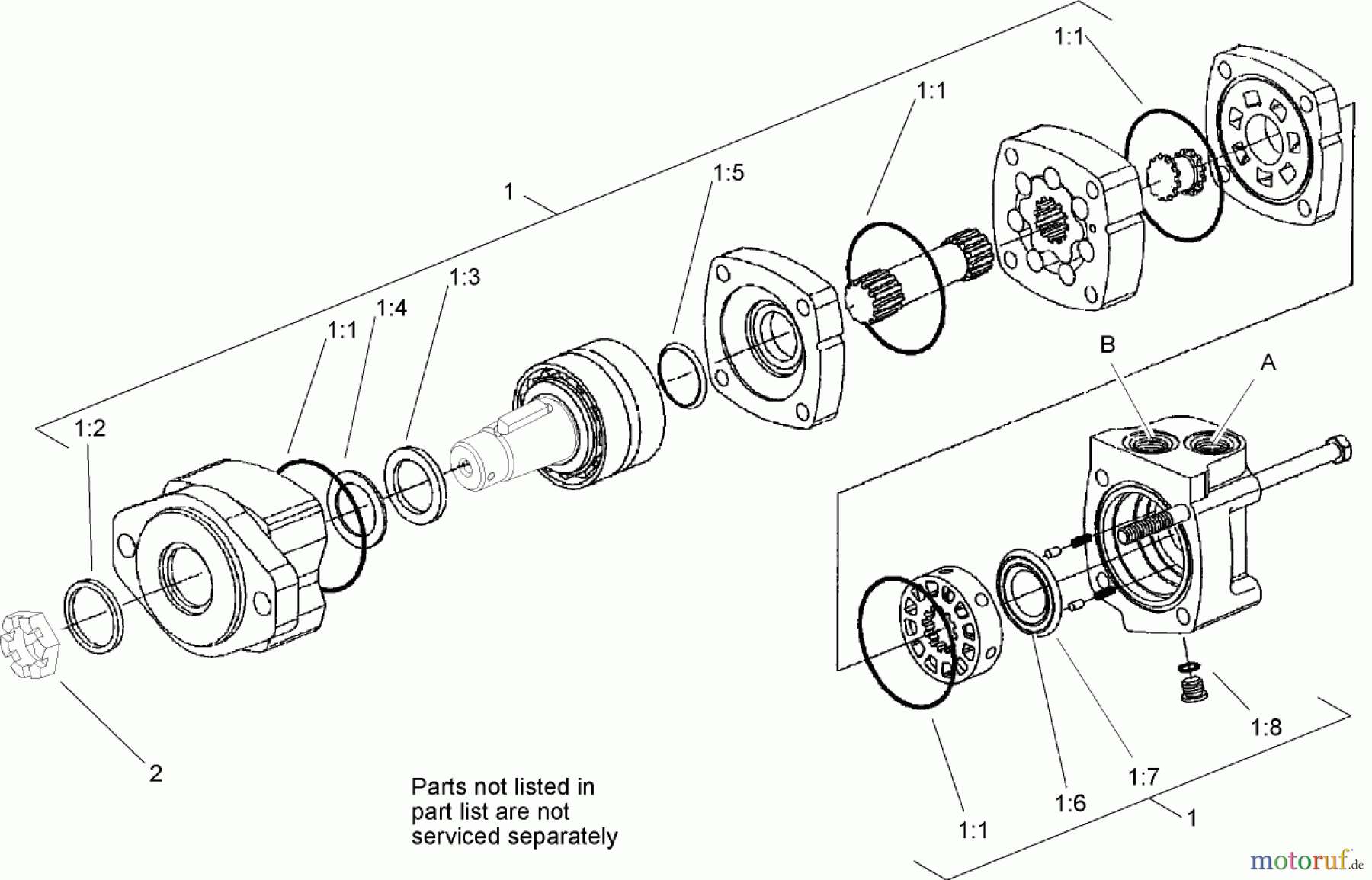  Compact Utility Attachments 22420 - Toro Bore Drive Head Attachment, Dingo Compact Utility Loader (SN: 240000001 - 240999999) (2004) HYDRAULIC MOTOR ASSEMBLY NO. 98-8280