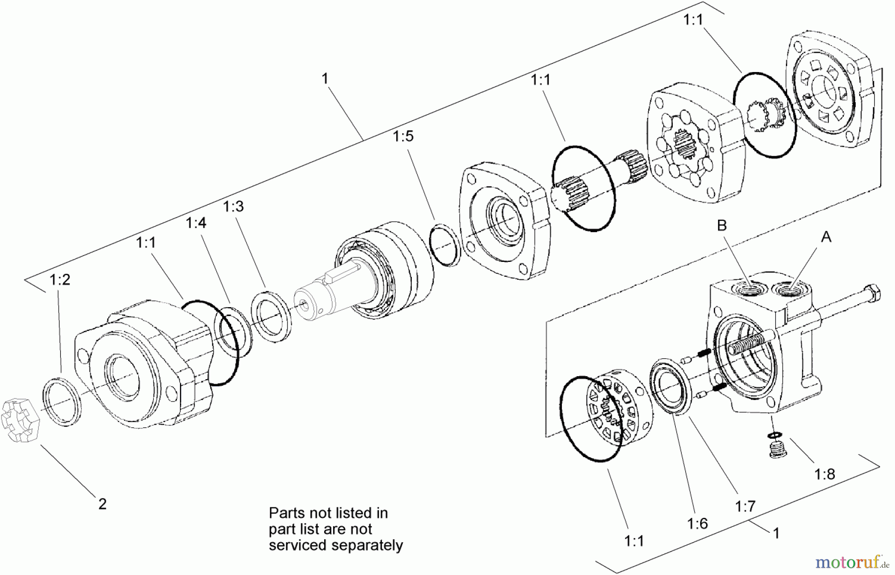  Compact Utility Attachments 22420 - Toro Bore Drive Head Attachment, Dingo Compact Utility Loader (SN: 312000001 - 312999999) (2012) HYDRAULIC MOTOR ASSEMBLY NO. 98-8280