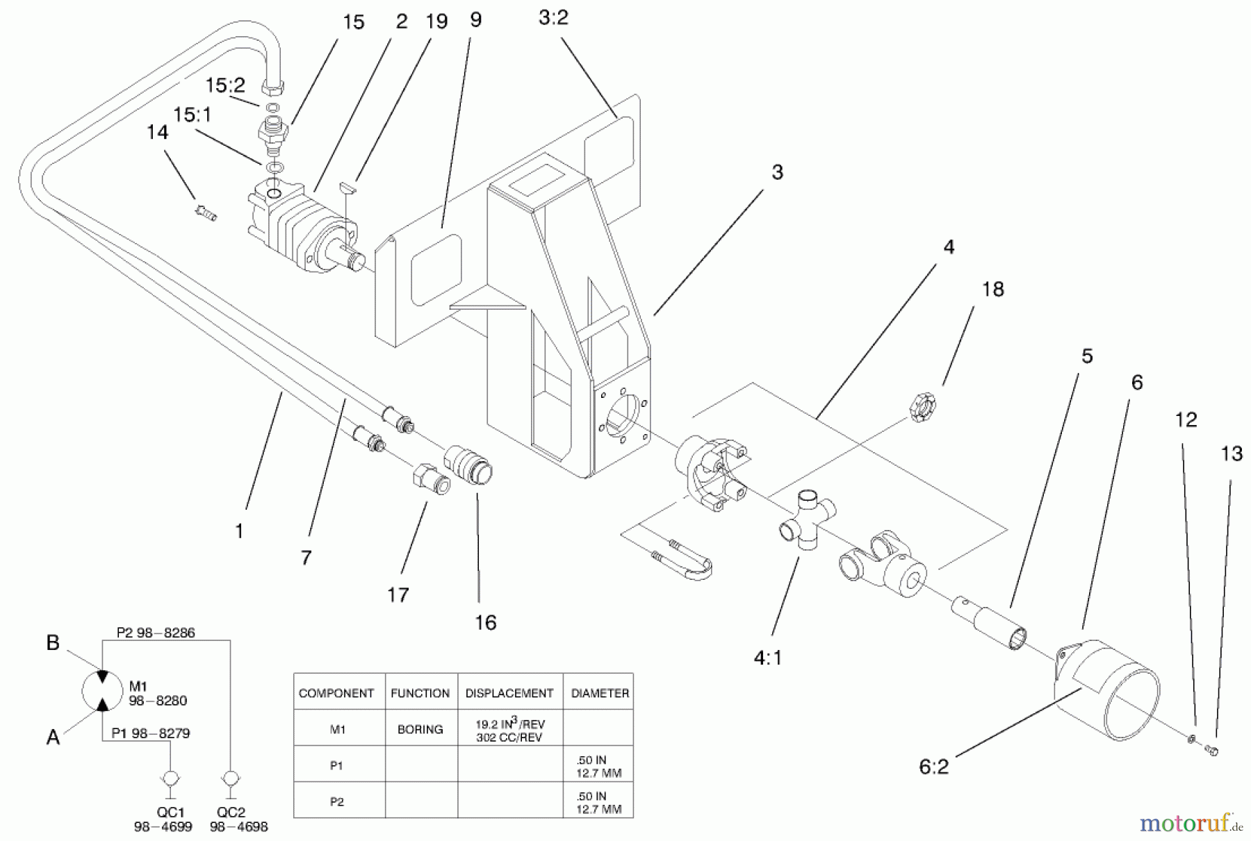  Compact Utility Attachments 22420 - Toro Bore Drive Head Attachment, Dingo Compact Utility Loader (SN: 890001 - 899999) (1998) BORE DRIVE HEAD ASSEMBLY