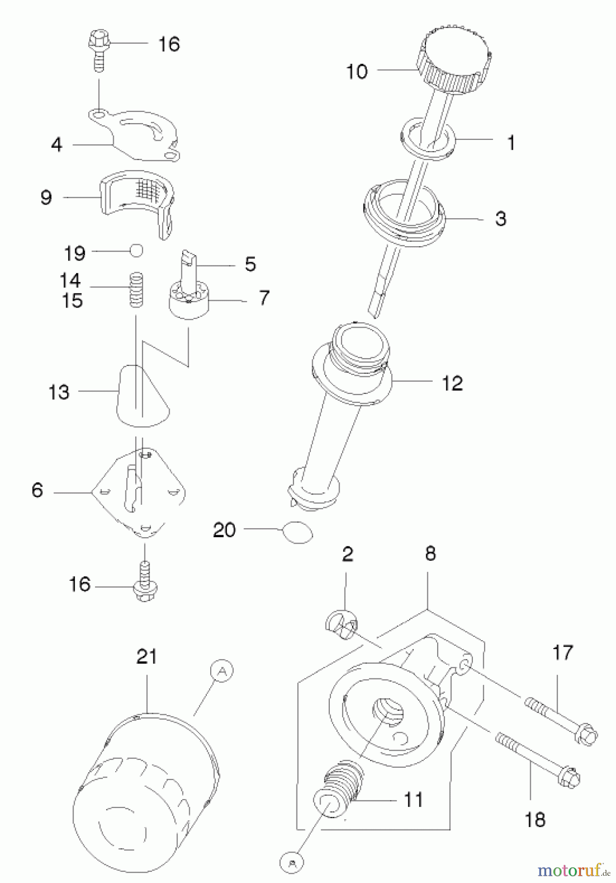  Rasenmäher 22171 - Toro Recycler Mower (SN: 220000001 - 220999999) (2002) DIPSTICK AND OIL FILTER ASSEMBLY