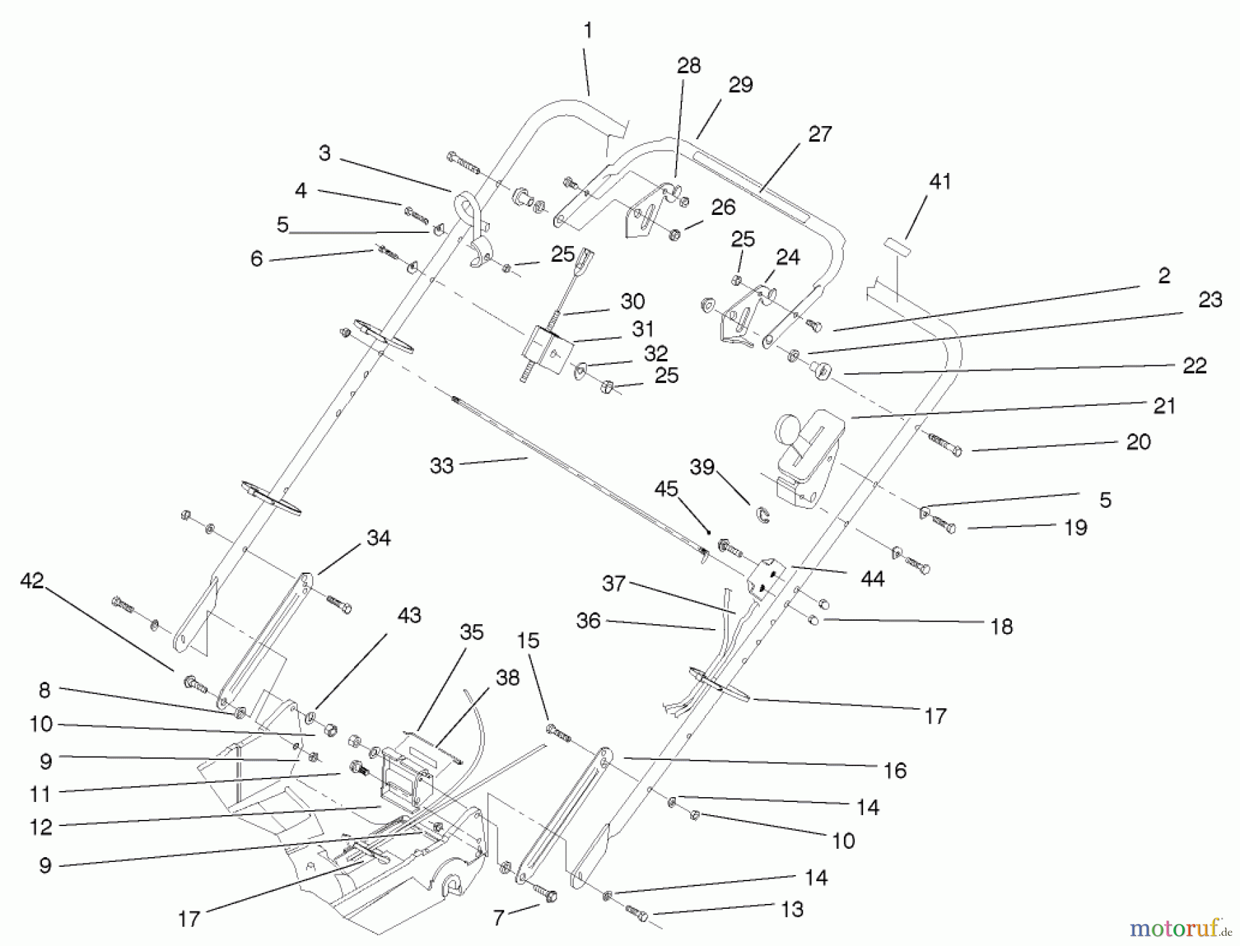  Rasenmäher 22171 - Toro Recycler Mower (SN: 220000001 - 220999999) (2002) HANDLE AND CONTROLS ASSEMBLY