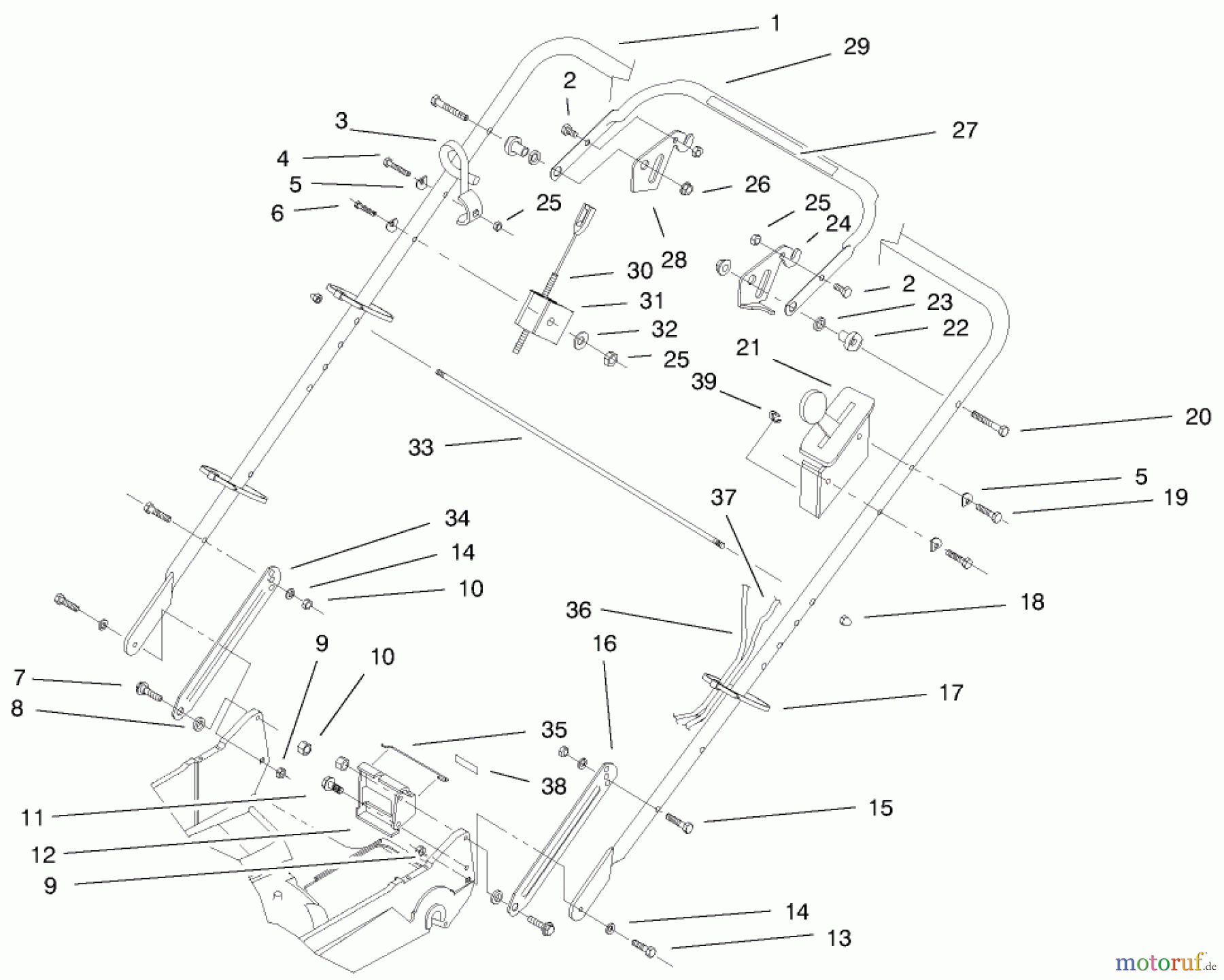  Rasenmäher 22171 - Toro Recycler Mower (SN: 9900001 - 9999999) (1999) HANDLE & CONTROLS ASSEMBLY