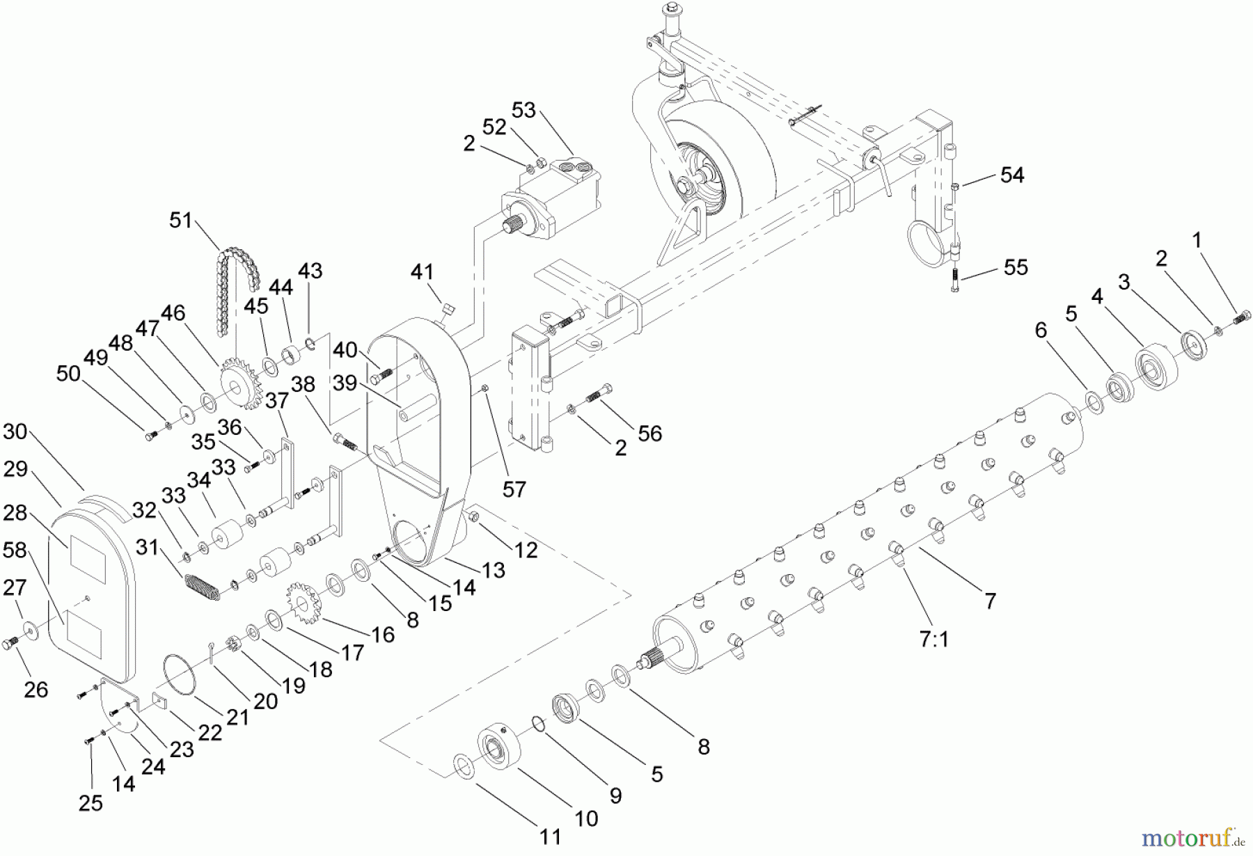  Compact Utility Attachments 22425 - Toro Power Box Rake, Dingo Compact Utility Loaders (SN: 240000001 - 240999999) (2004) DRIVE AND ROLLER ASSEMBLY