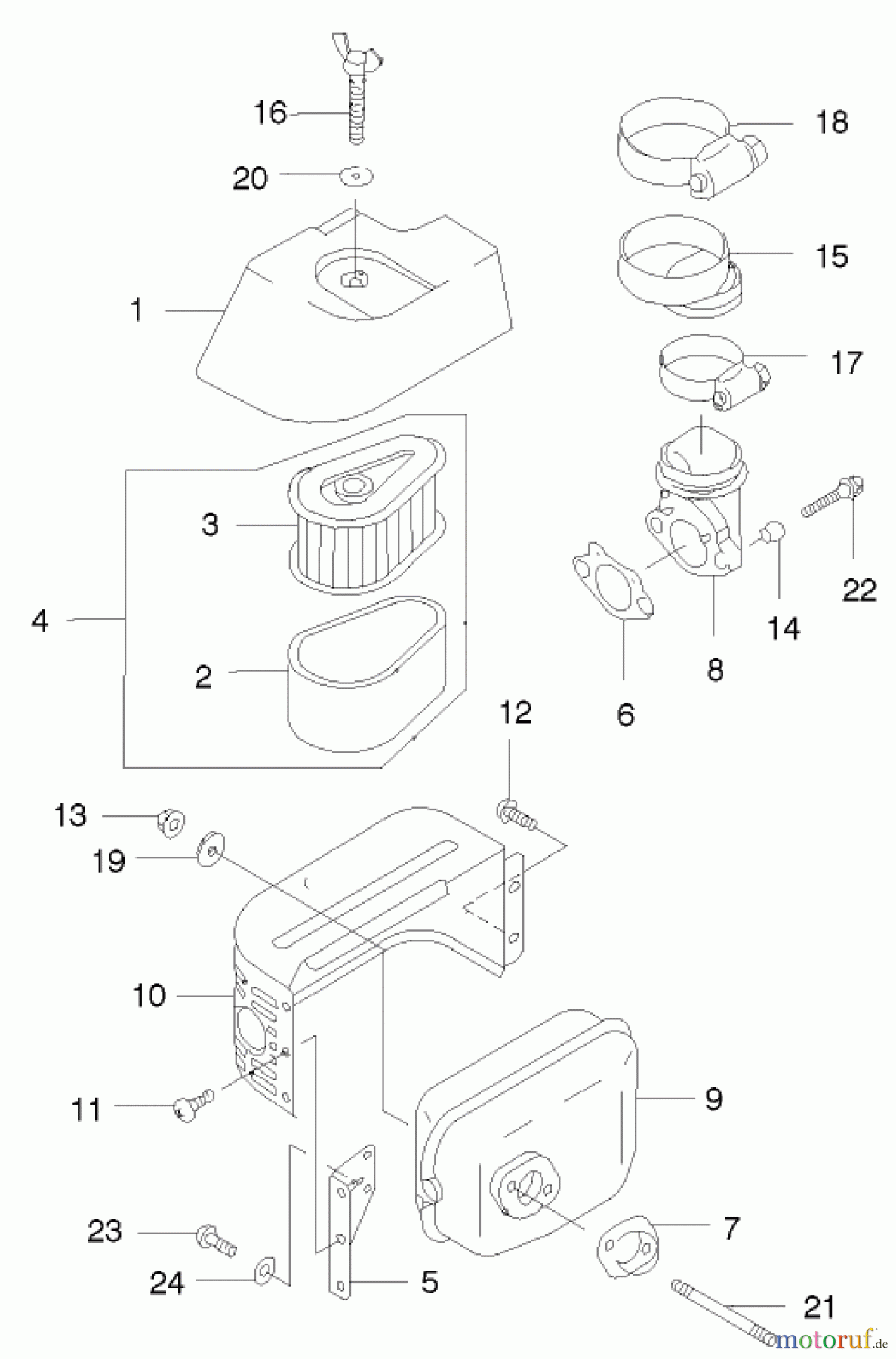  Rasenmäher 22172 - Toro Recycler Mower (SN: 230000001 - 230999999) (2003) AIR FILTER AND MUFFLER ASSEMBLY