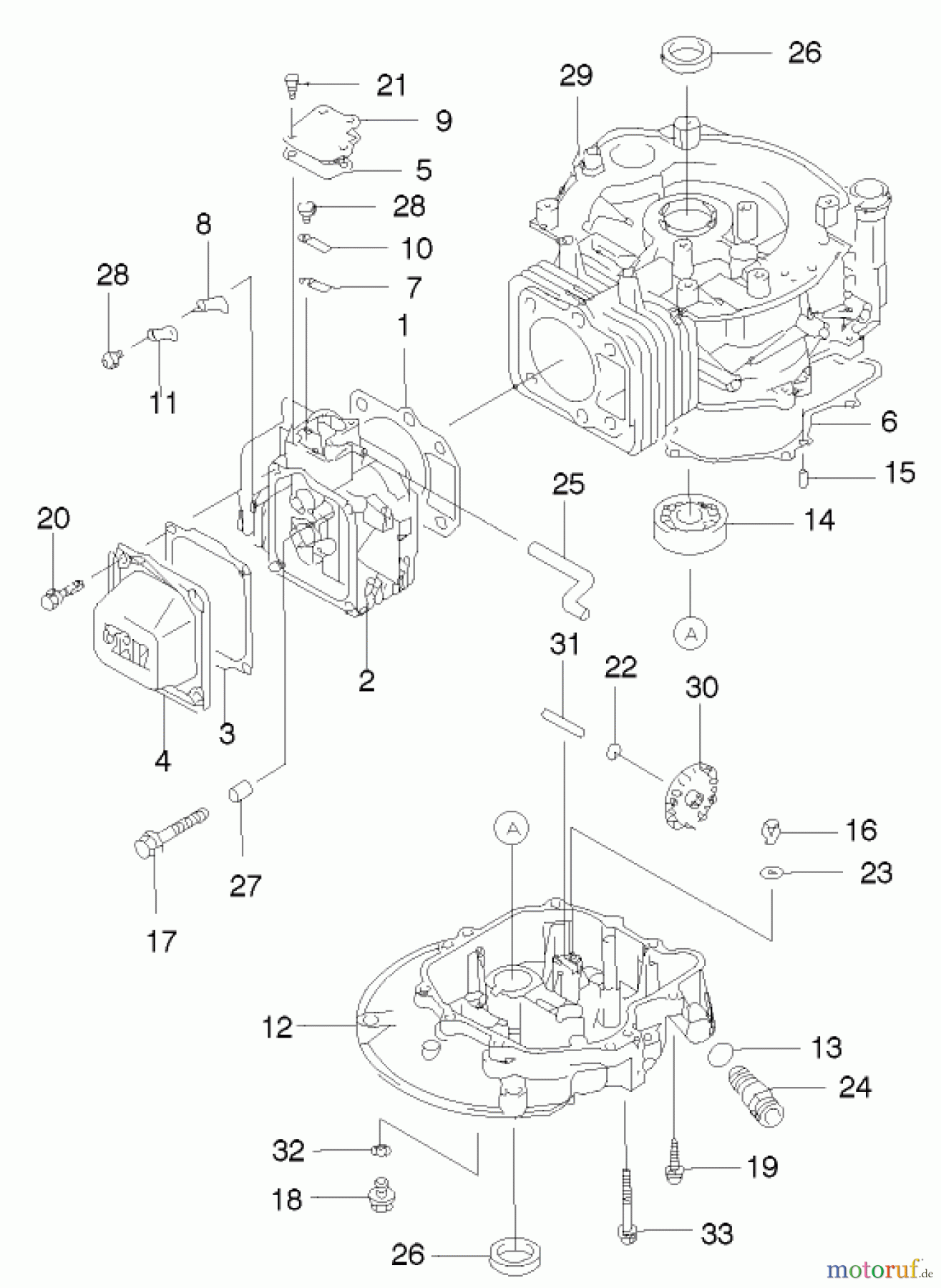  Rasenmäher 22172 - Toro Recycler Mower (SN: 230000001 - 230999999) (2003) CYLINDER AND CRANKCASE ASSEMBLY