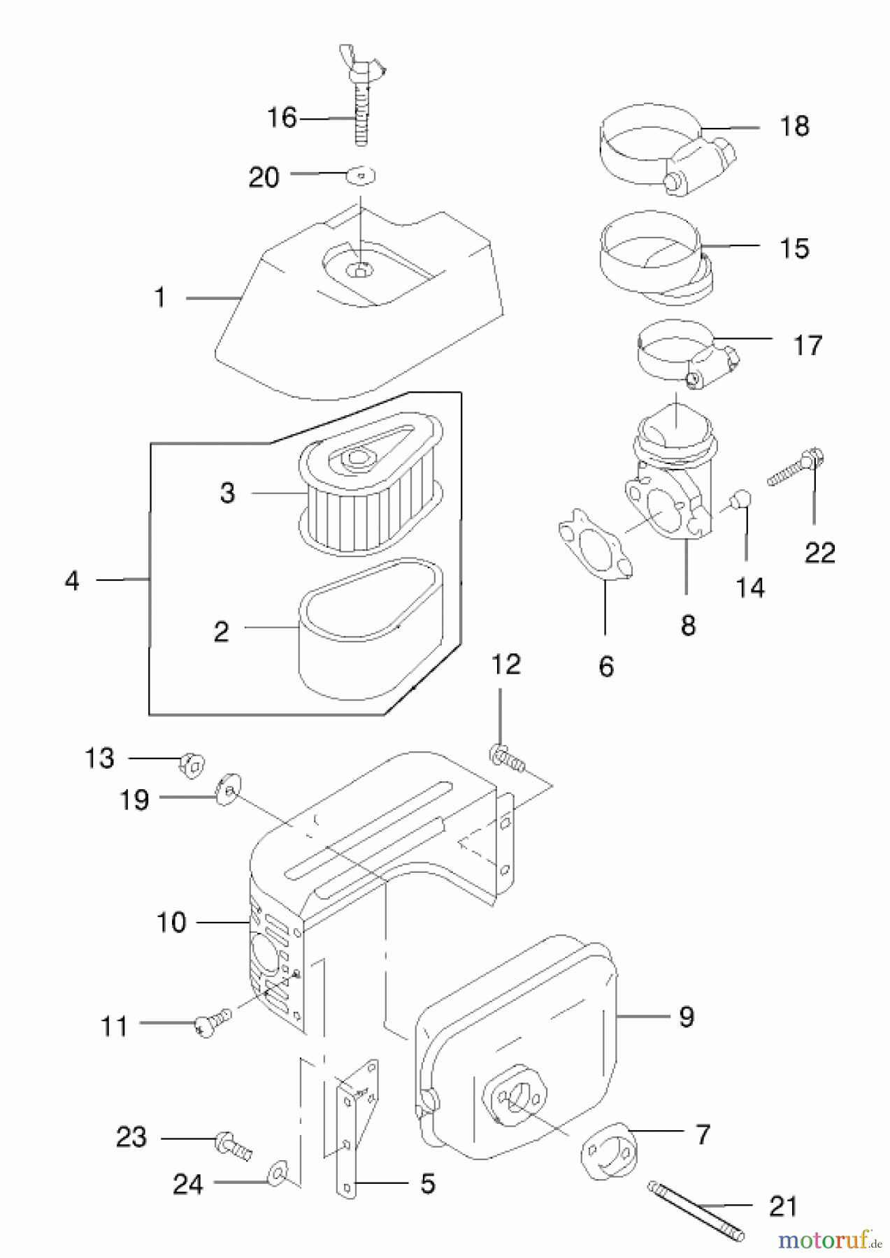  Rasenmäher 22173 - Toro 53cm Heavy-Duty Recycler Mower (SN: 210000001 - 210999999) (2001) AIR FILTER/MUFFLER ASSEMBY