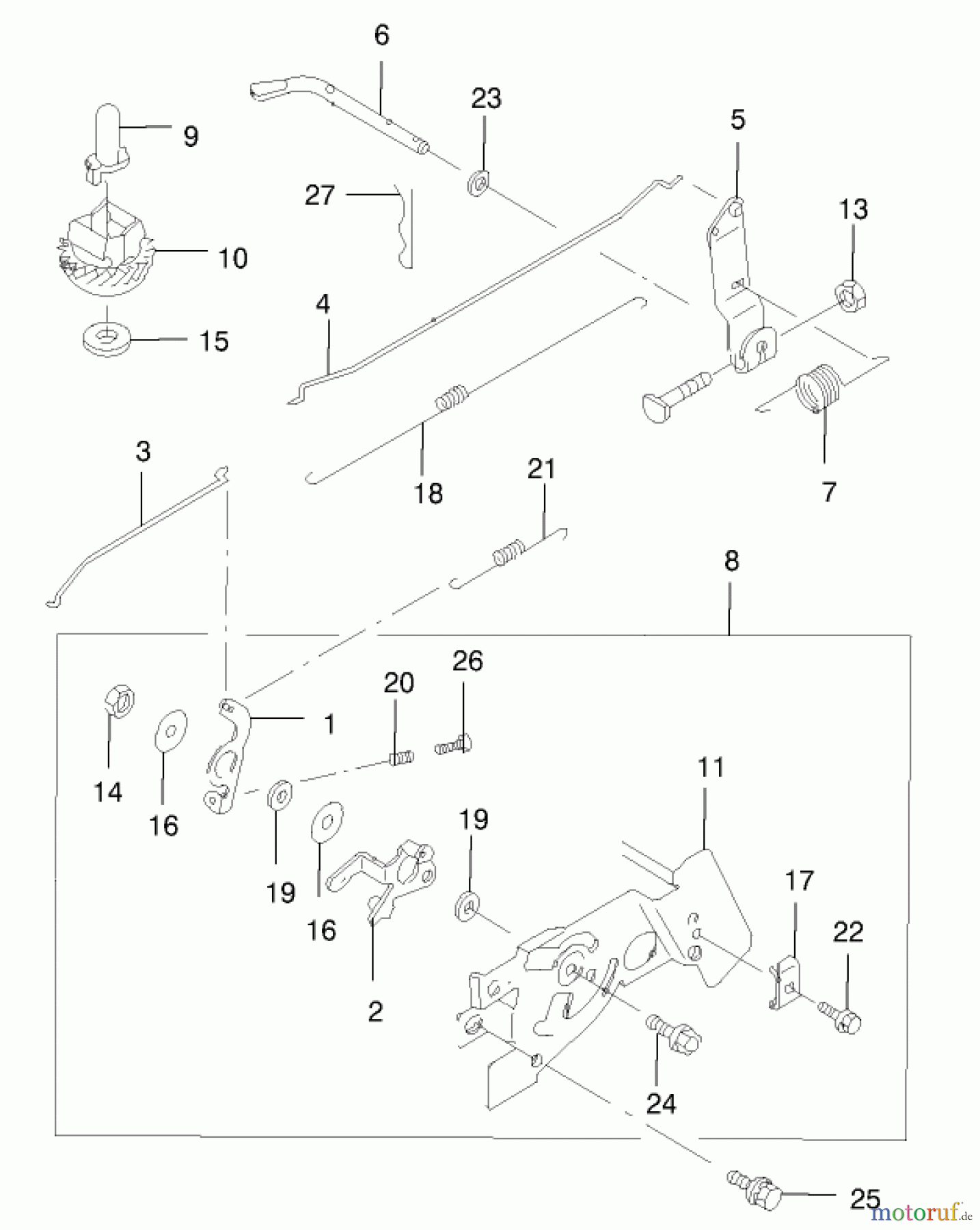  Rasenmäher 22173 - Toro 53cm Heavy-Duty Recycler Mower (SN: 220000001 - 220999999) (2002) CONTROL LINKAGE ASSEMBLY