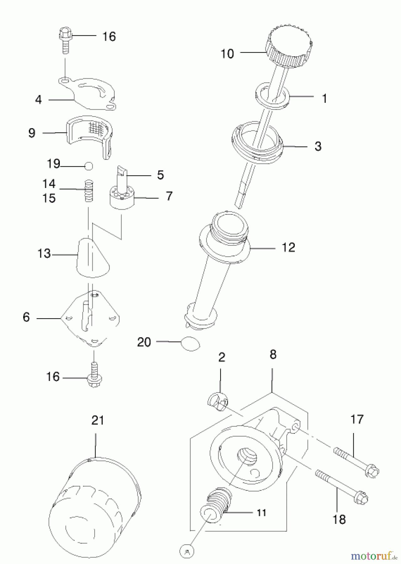  Rasenmäher 22173 - Toro 53cm Heavy-Duty Recycler Mower (SN: 220000001 - 220999999) (2002) DIPSTICK/OIL FILTER ASSEMBLY