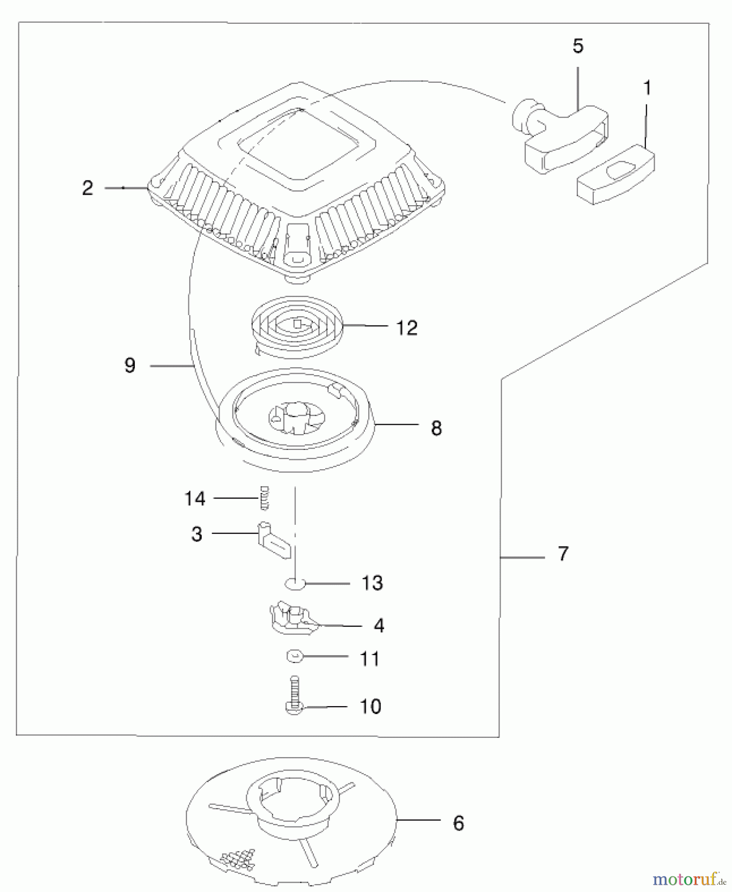  Rasenmäher 22173 - Toro 53cm Heavy-Duty Recycler Mower (SN: 210000001 - 210999999) (2001) RECOIL STARTER ASSEMBLY