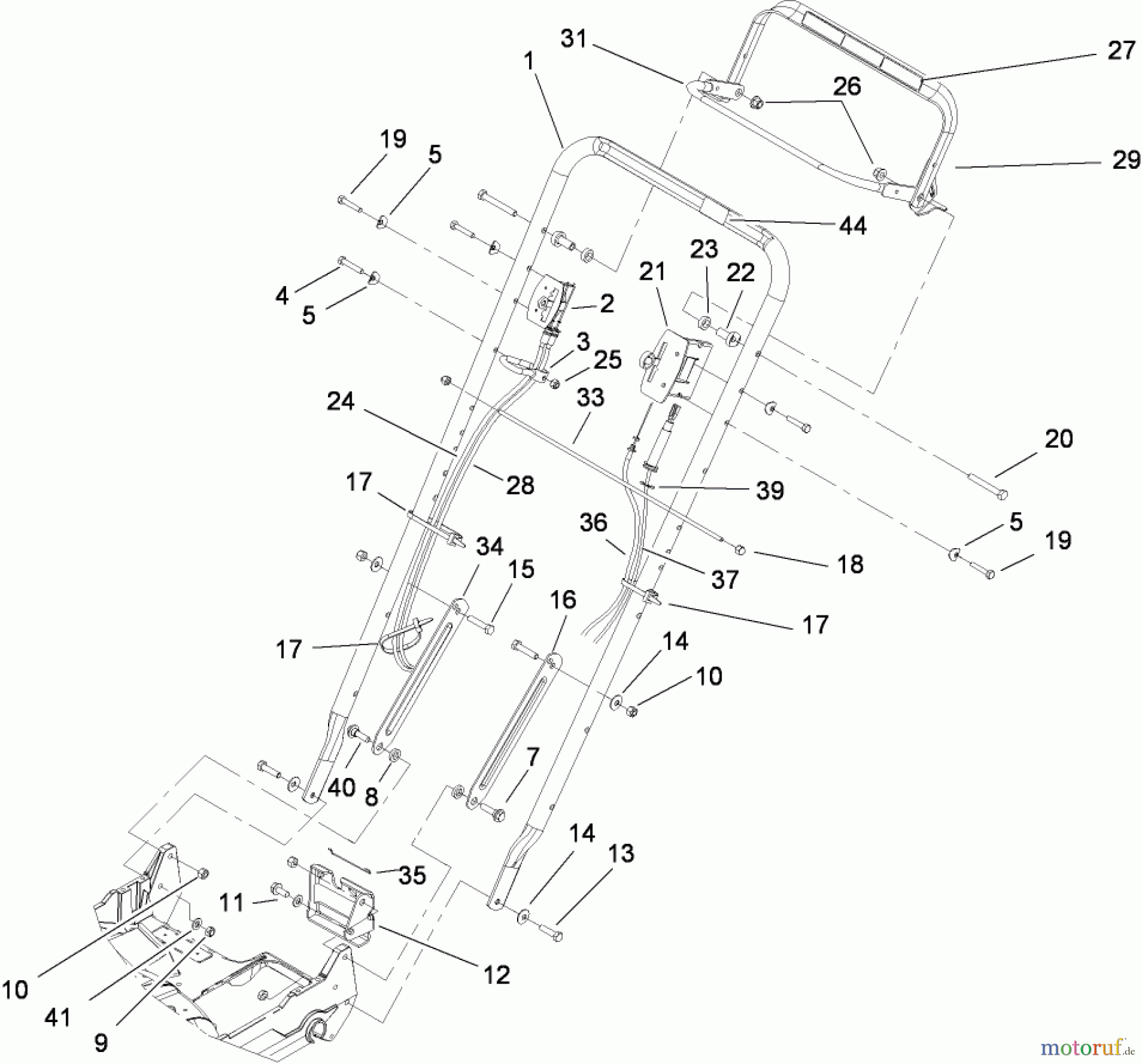  Rasenmäher 22176TE - Toro 53cm Heavy-Duty Recycler Mower (SN: 290000001 - 290999999) (2009) HANDLE ASSEMBLY