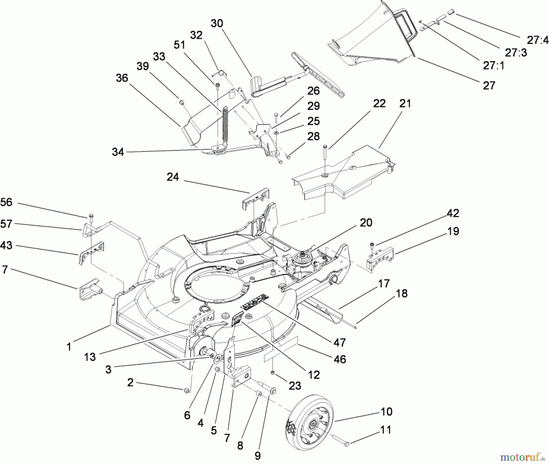  Rasenmäher 22176TE - Toro 53cm Heavy-Duty Recycler Mower (SN: 310000001 - 310999999) (2010) HOUSING, CHUTE AND WHEEL ASSEMBLY