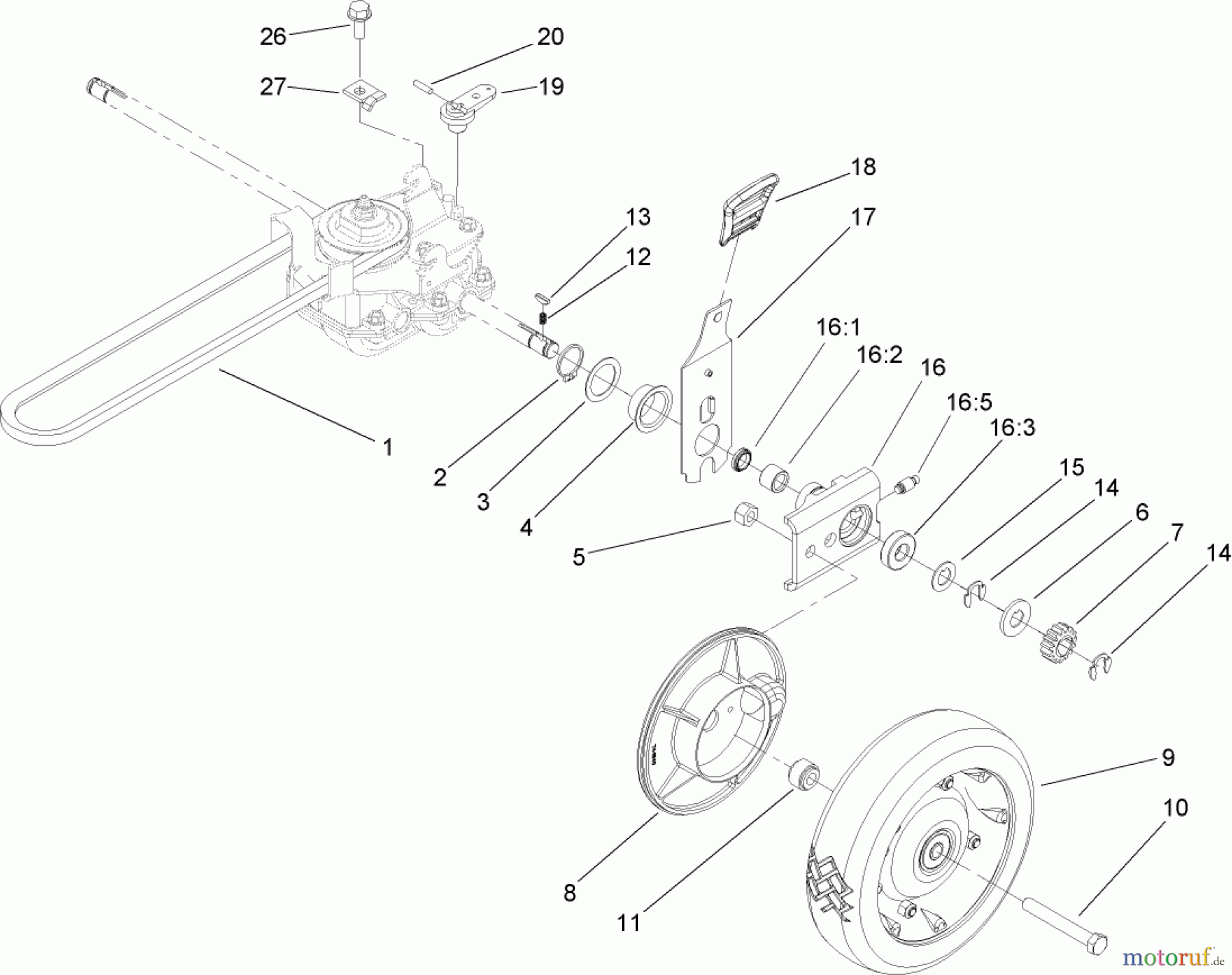  Rasenmäher 22176TE - Toro 53cm Heavy-Duty Recycler Mower (SN: 290000001 - 290999999) (2009) REAR DRIVE AND WHEEL ASSEMBLY