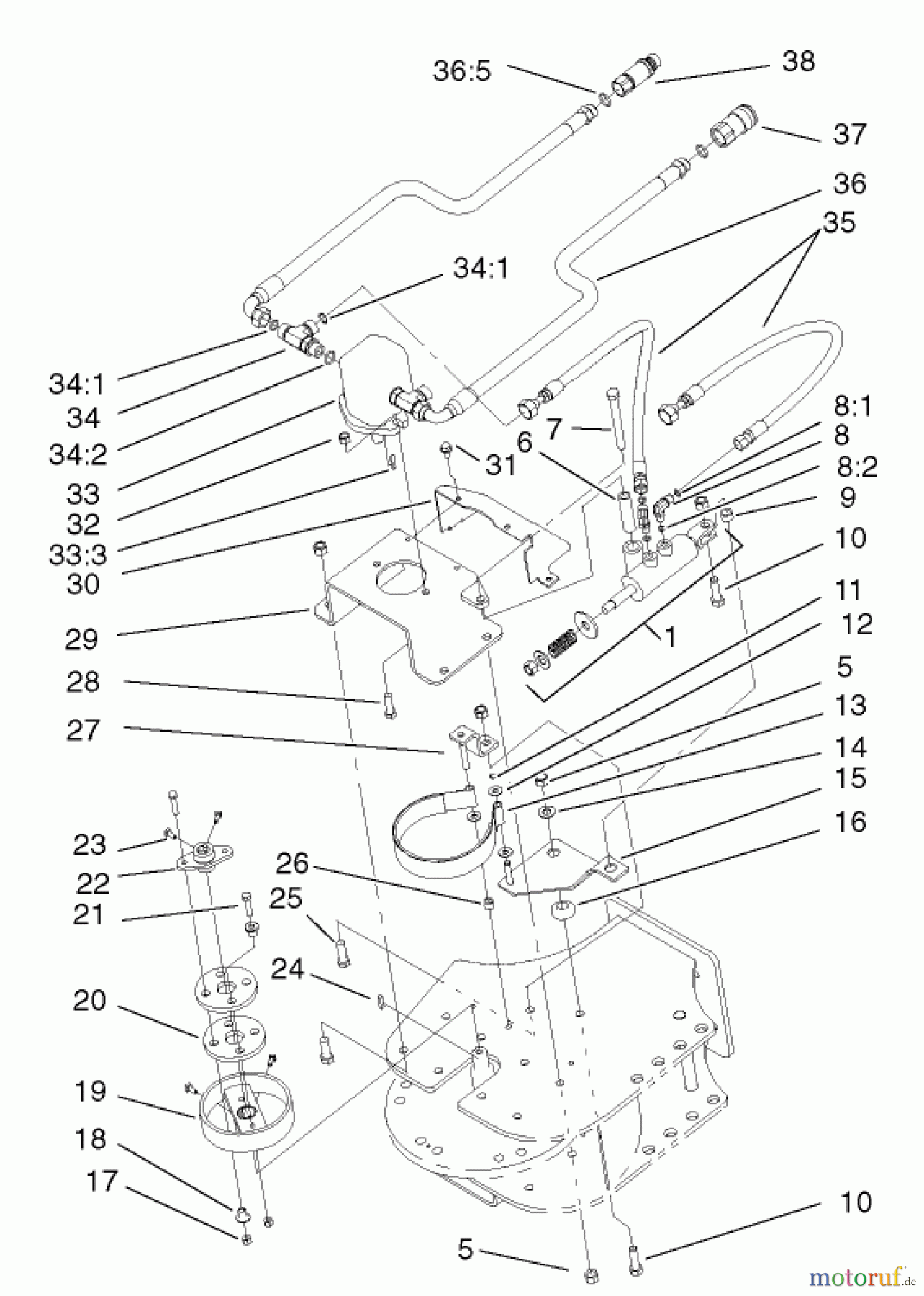  Compact Utility Attachments 22429 - Toro Stump Grinder, Dingo Compact Utility Loaders (SN: 220000001 - 220000200) (2002) HYDRAULIC MOTOR AND BRAKE ASSEMBLY