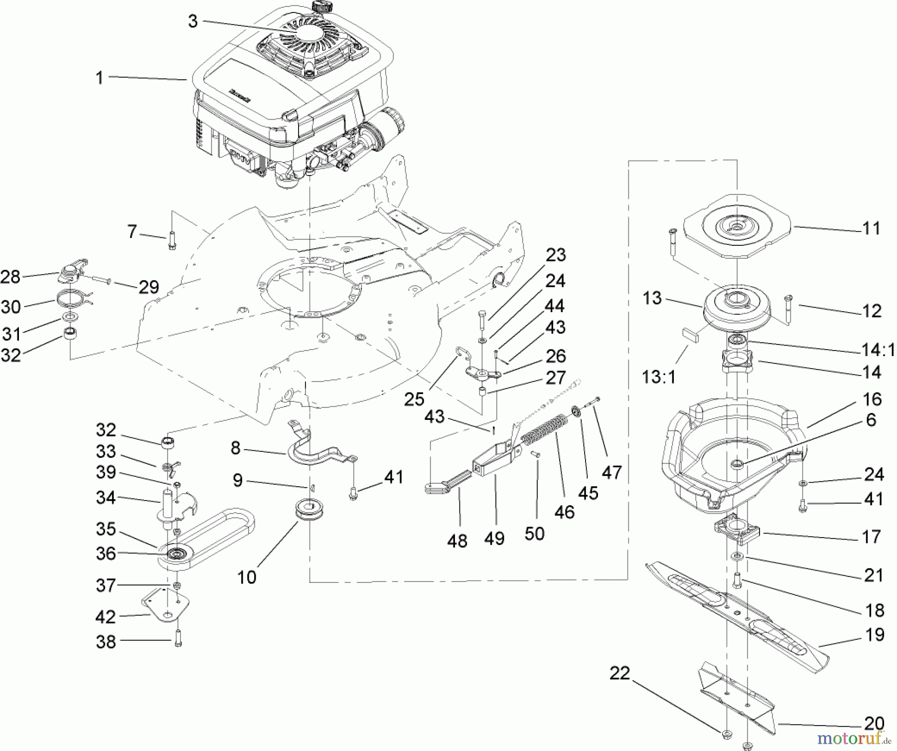  Rasenmäher 22177TE - Toro 53cm Heavy-Duty Recycler Mower (SN: 260001051 - 260999999) (2006) ENGINE AND BLADE ASSEMBLY