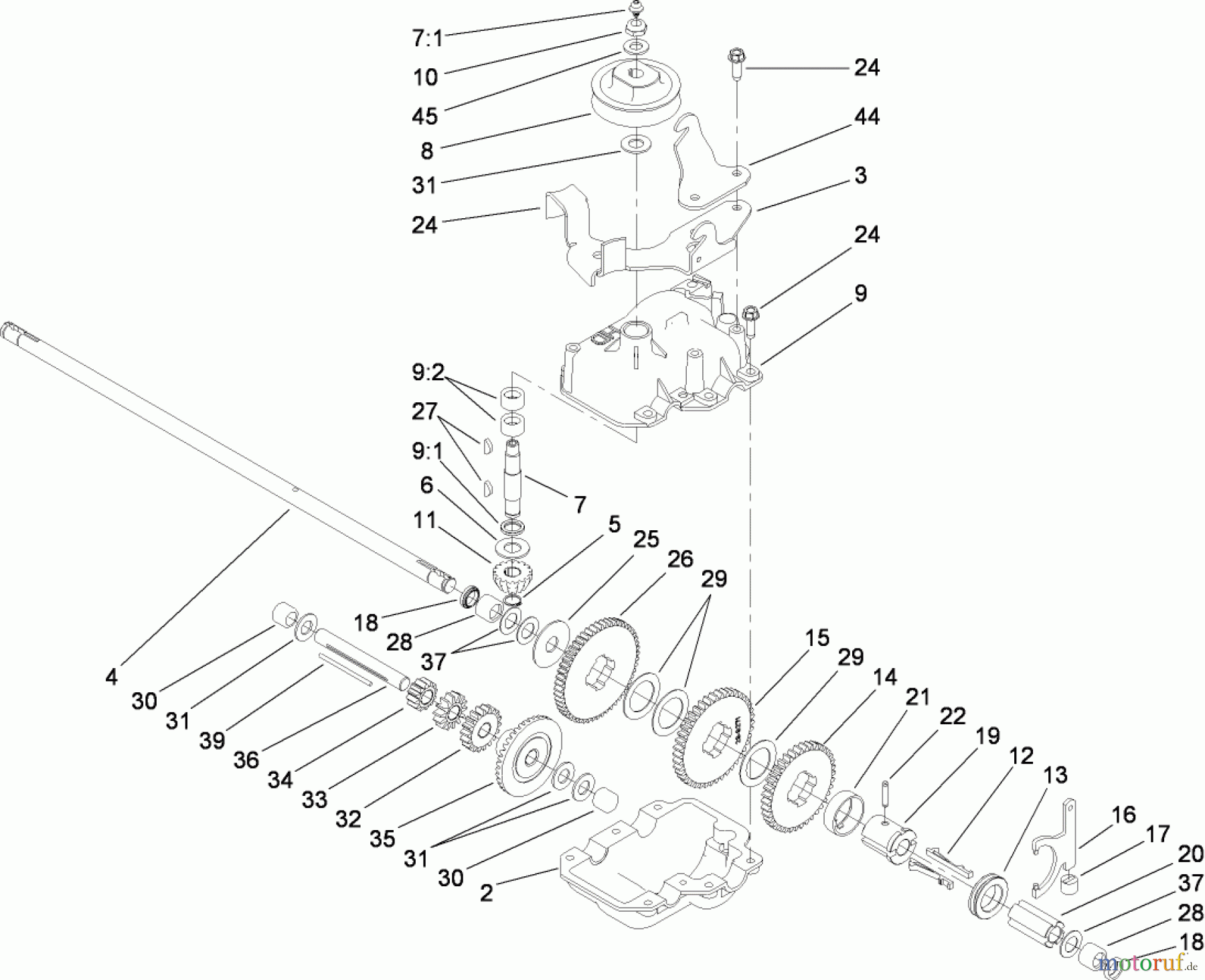  Rasenmäher 22177TE - Toro 53cm Heavy-Duty Recycler Mower (SN: 310000001 - 310999999) (2010) GEAR CASE ASSEMBLY NO. 74-1860