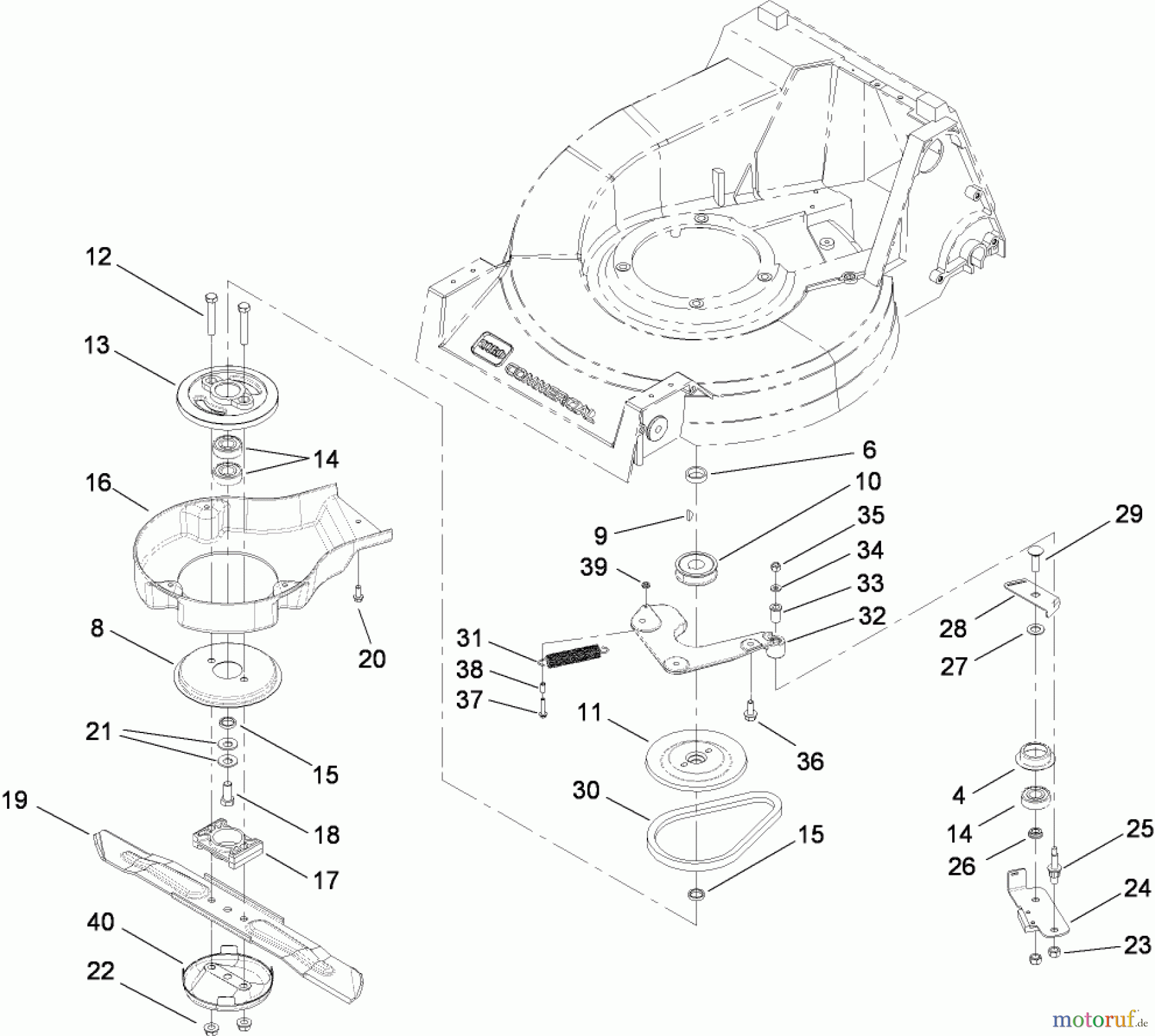  Rasenmäher 22178TE - Toro 53cm Heavy-Duty Rear Bagger Mower (SN: 290000001 - 290999999) (2009) BLADE BRAKE CLUTCH ASSEMBLY