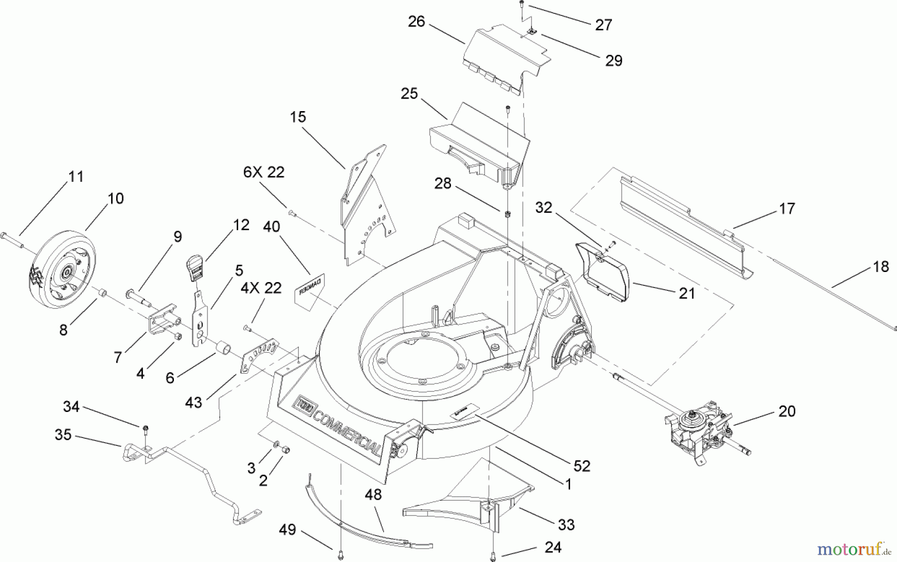  Rasenmäher 22179TE - Toro 53cm Heavy-Duty Rear Bagger Mower (SN: 260000001 - 260999999) (2006) HOUSING ASSEMBLY