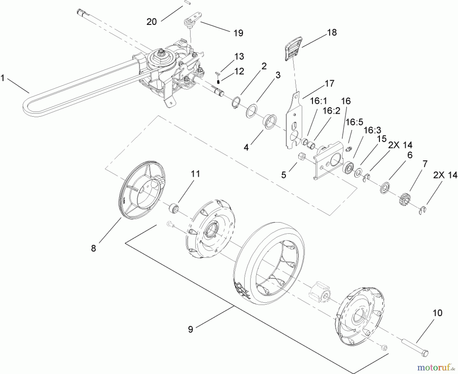  Rasenmäher 22179TE - Toro 53cm Heavy-Duty Rear Bagger Mower (SN: 260000001 - 260999999) (2006) REAR SUSPENSION ASSEMBLY