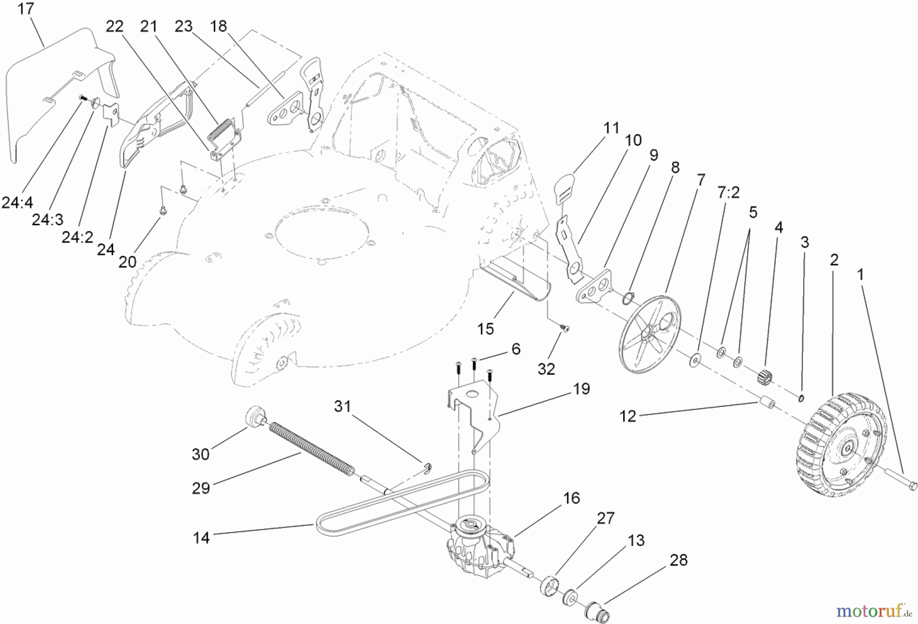  Rasenmäher 22186TE - Toro Commercial 53cm Mower (SN: 312000001 - 312999999) (2012) DISHARGE DOOR AND REAR WHEEL ASSEMBLY