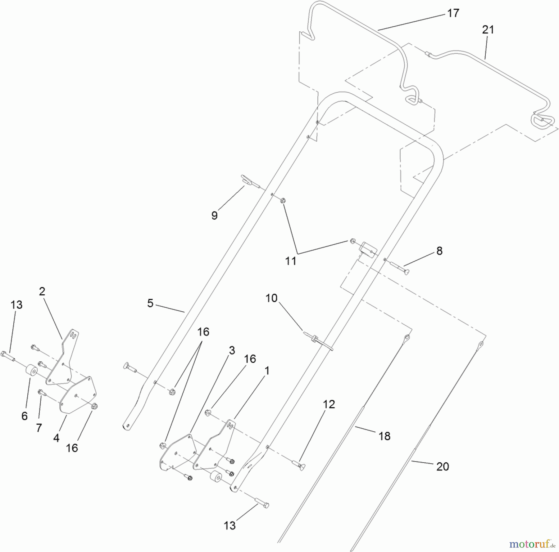  Rasenmäher 22186TE - Toro Commercial 53cm Mower (SN: 314000001 - 314999999) (2014) HANDLE ASSEMBLY