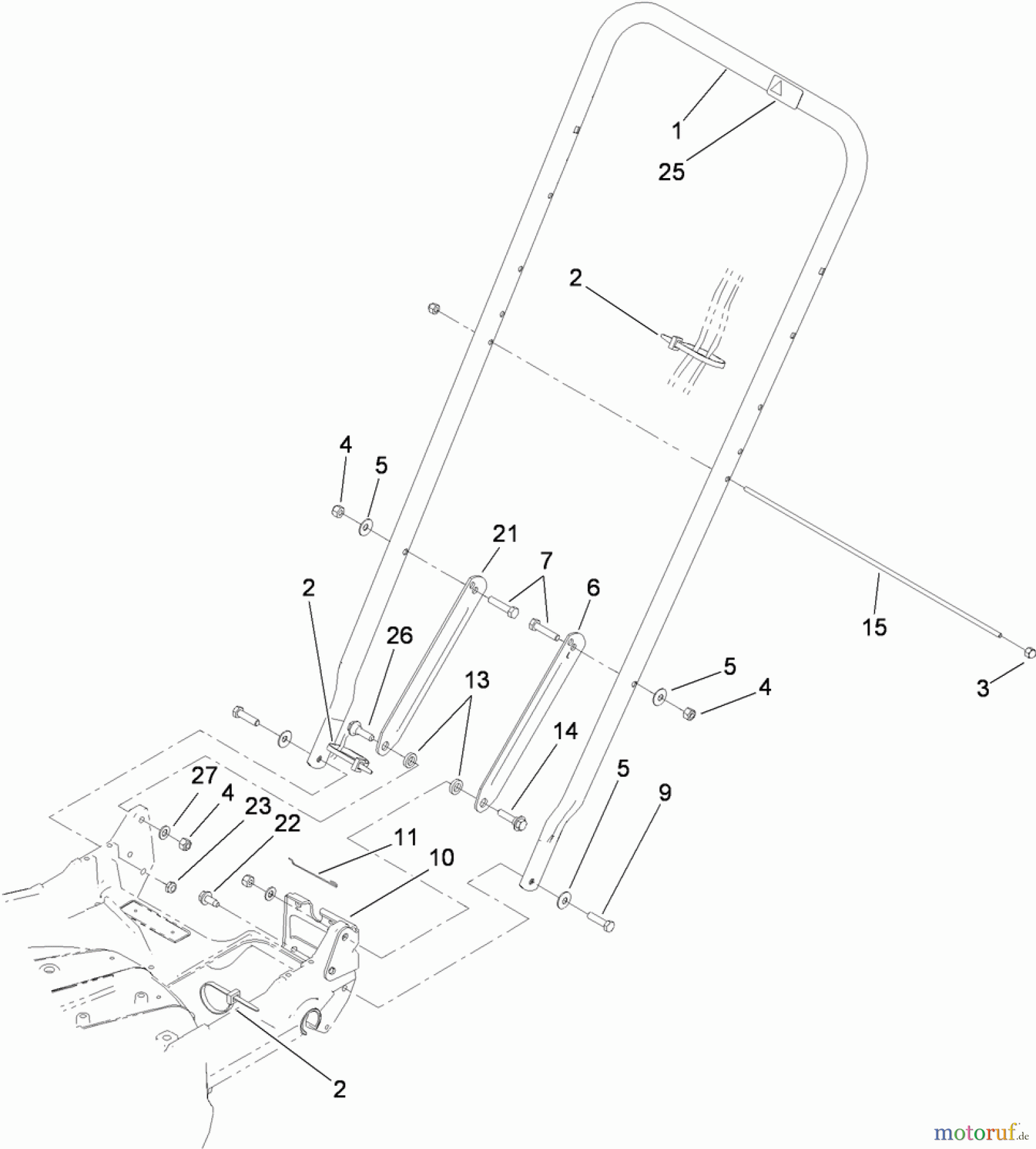  Rasenmäher 22188TE - Toro 53cm Heavy-Duty Recycler Walk-Behind Mower (SN: 313000001 - 313999999) (2013) HANDLE ASSEMBLY