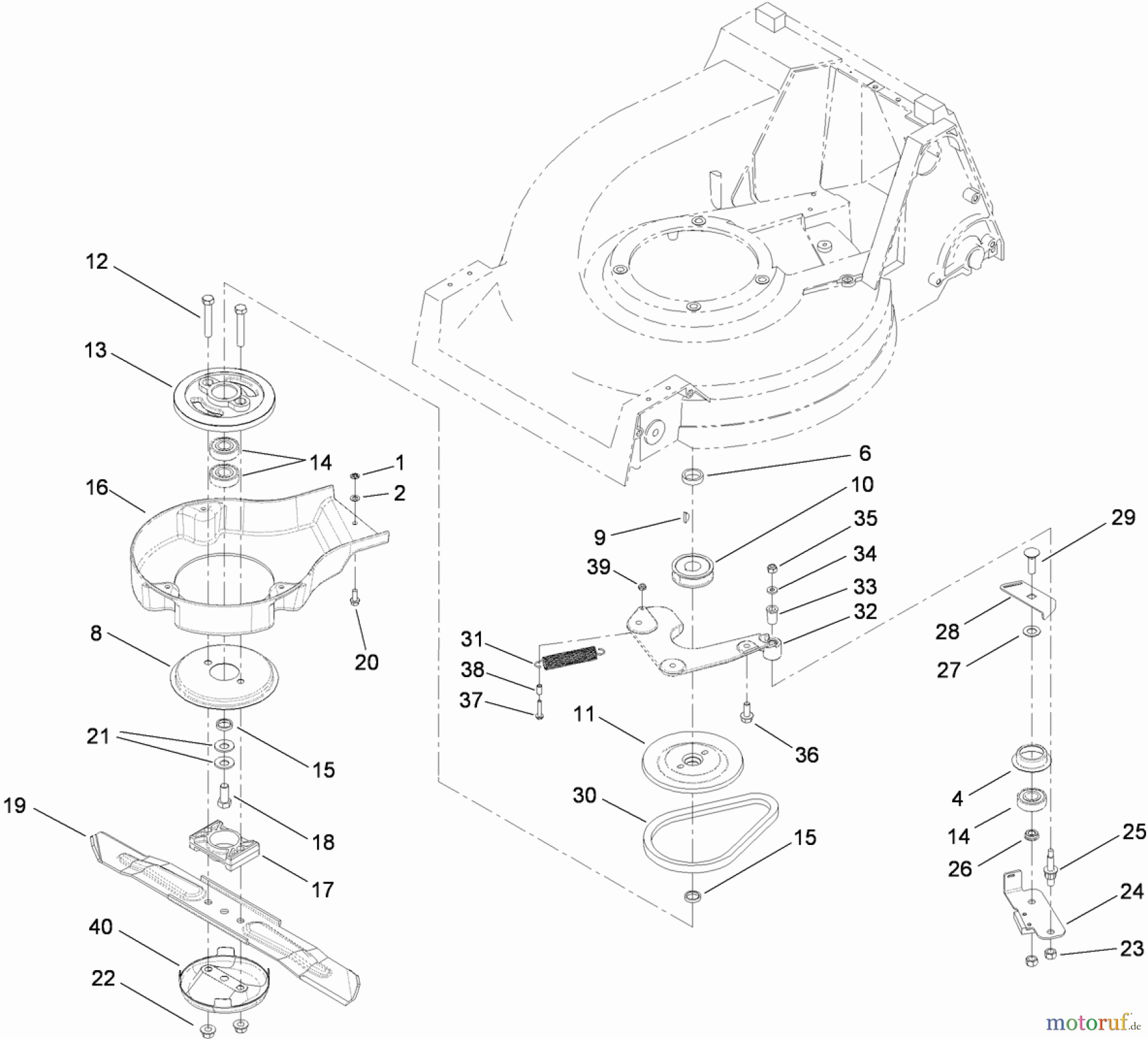  Rasenmäher 22189TE - Toro 53cm Heavy-Duty Rear Bagger Lawn Mower (SN: 312000001 - 312999999) (2012) BLADE BRAKE CLUTCH ASSEMBLY