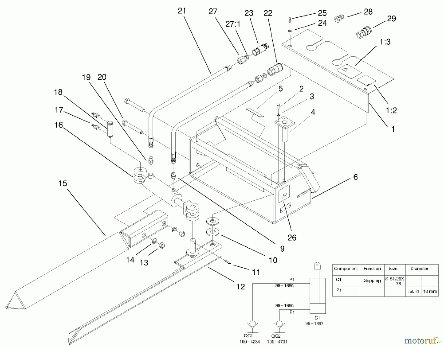  Compact Utility Attachments 22438 - Toro Tree Forks, Dingo Compact Utility Loaders (SN: 200000001 - 200999999) (2000) TREE FORKS ASSEMBLY