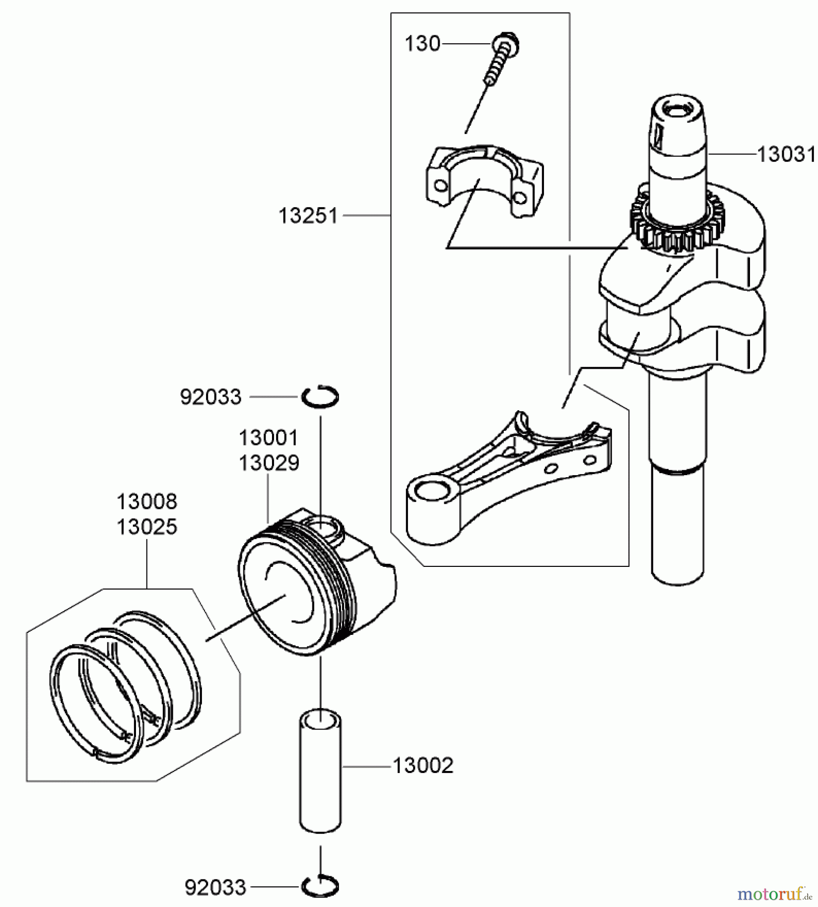  Rasenmäher 22200TE - Toro 66cm Heavy-Duty Rear Bagger Lawn Mower (SN: 270001001 - 270999999) (2007) PISTON AND CRANKSHAFT ASSEMBLY KAWASAKI FJ180V-AS64